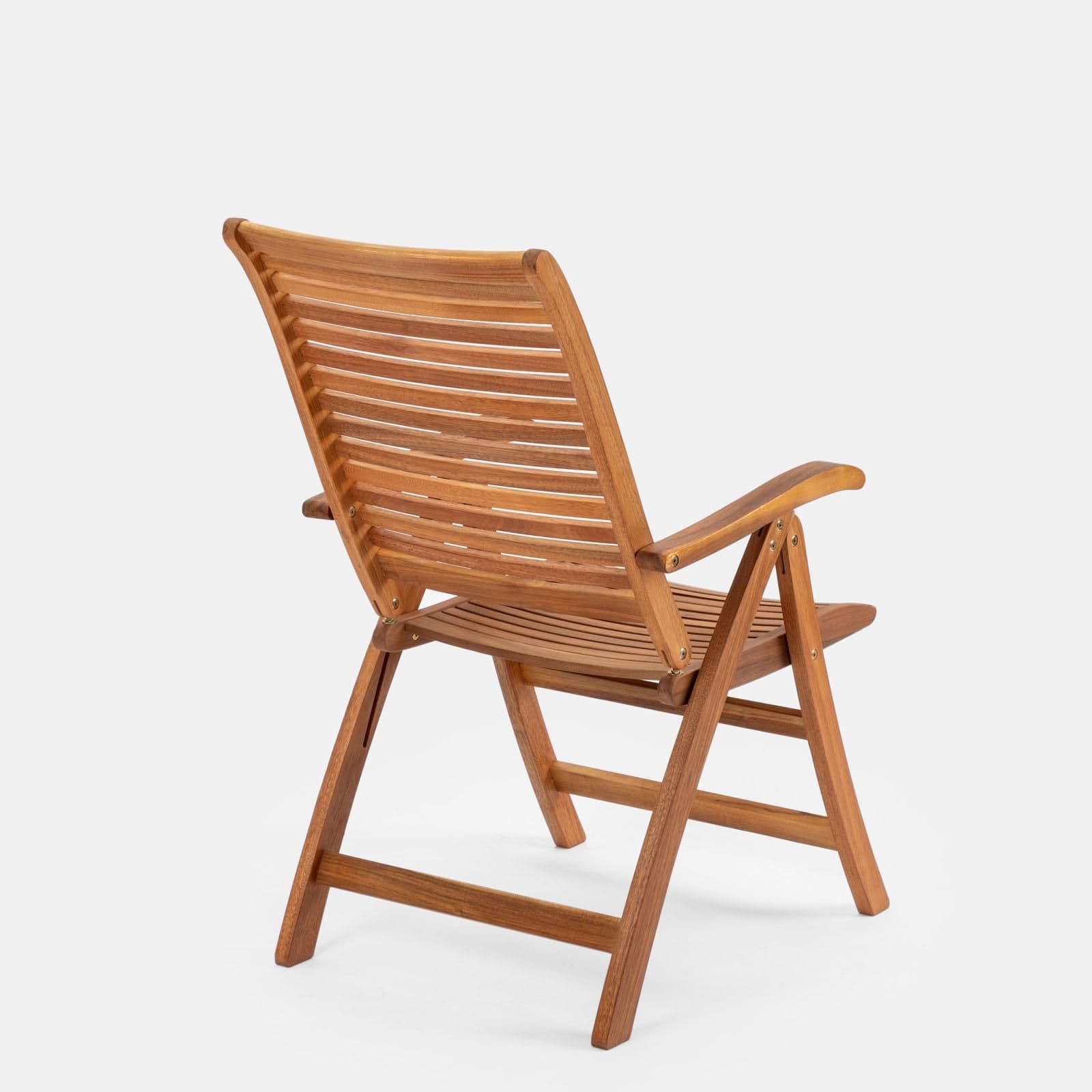 Set bistrot con tavolo 60x60 cm e 2 sedie con braccioli regolabili in legno di acacia - Paja