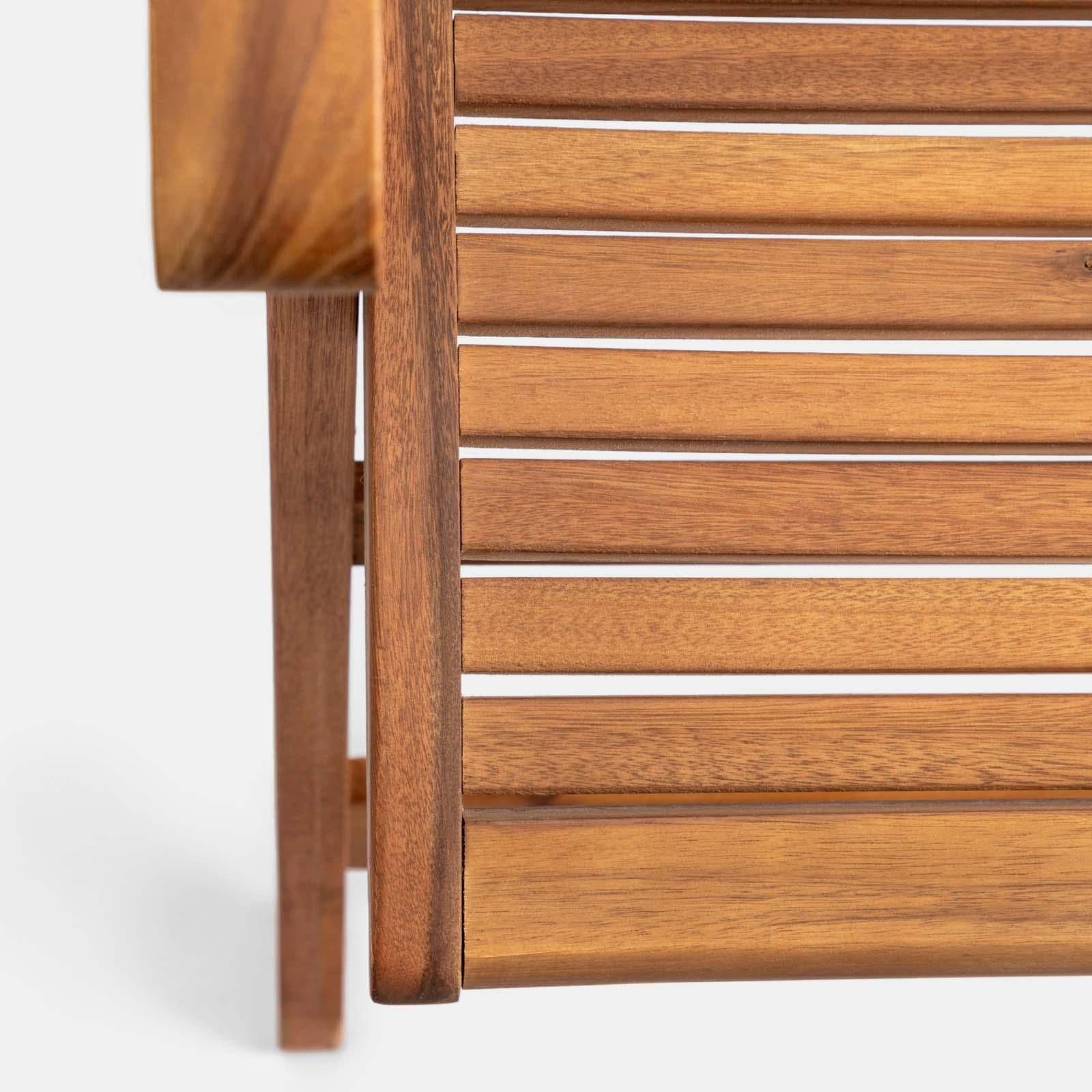 Set bistrot con tavolo 60x60 cm e 2 sedie con braccioli regolabili in legno di acacia - Paja