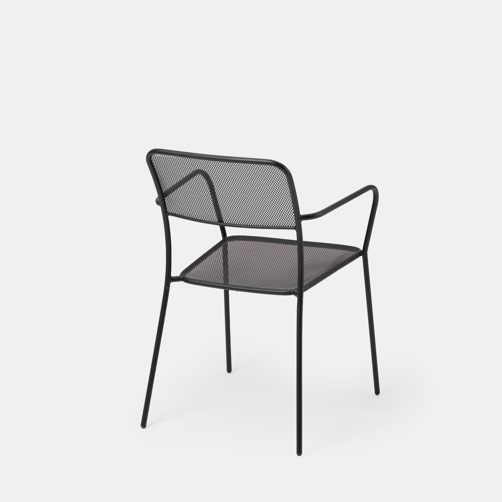 Set bistrot tavolo 60x60 e 2 sedie con braccioli in acciaio nero - Faber