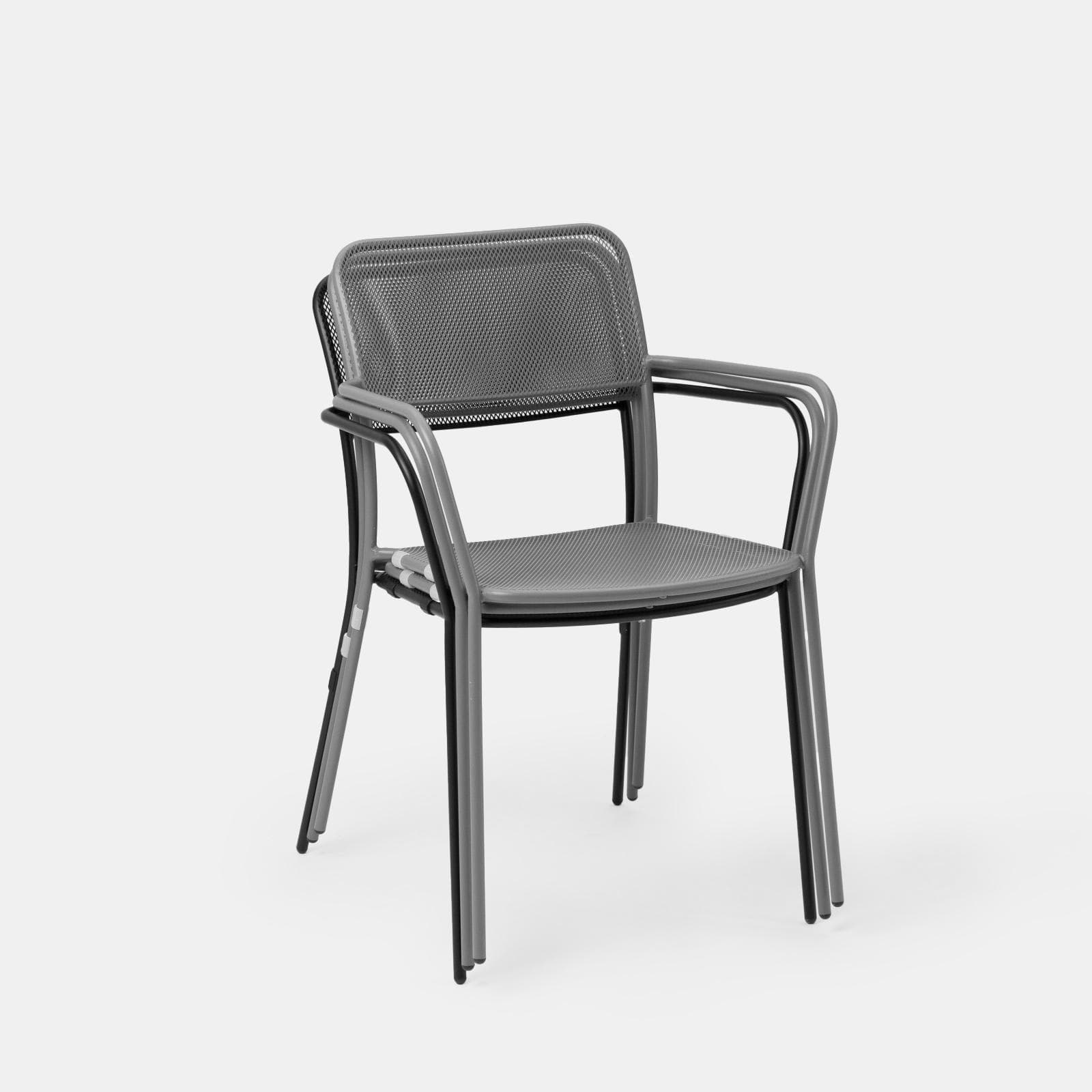 Set bistrot tavolo 60x60 e 2 sedie con braccioli in acciaio nero - Faber