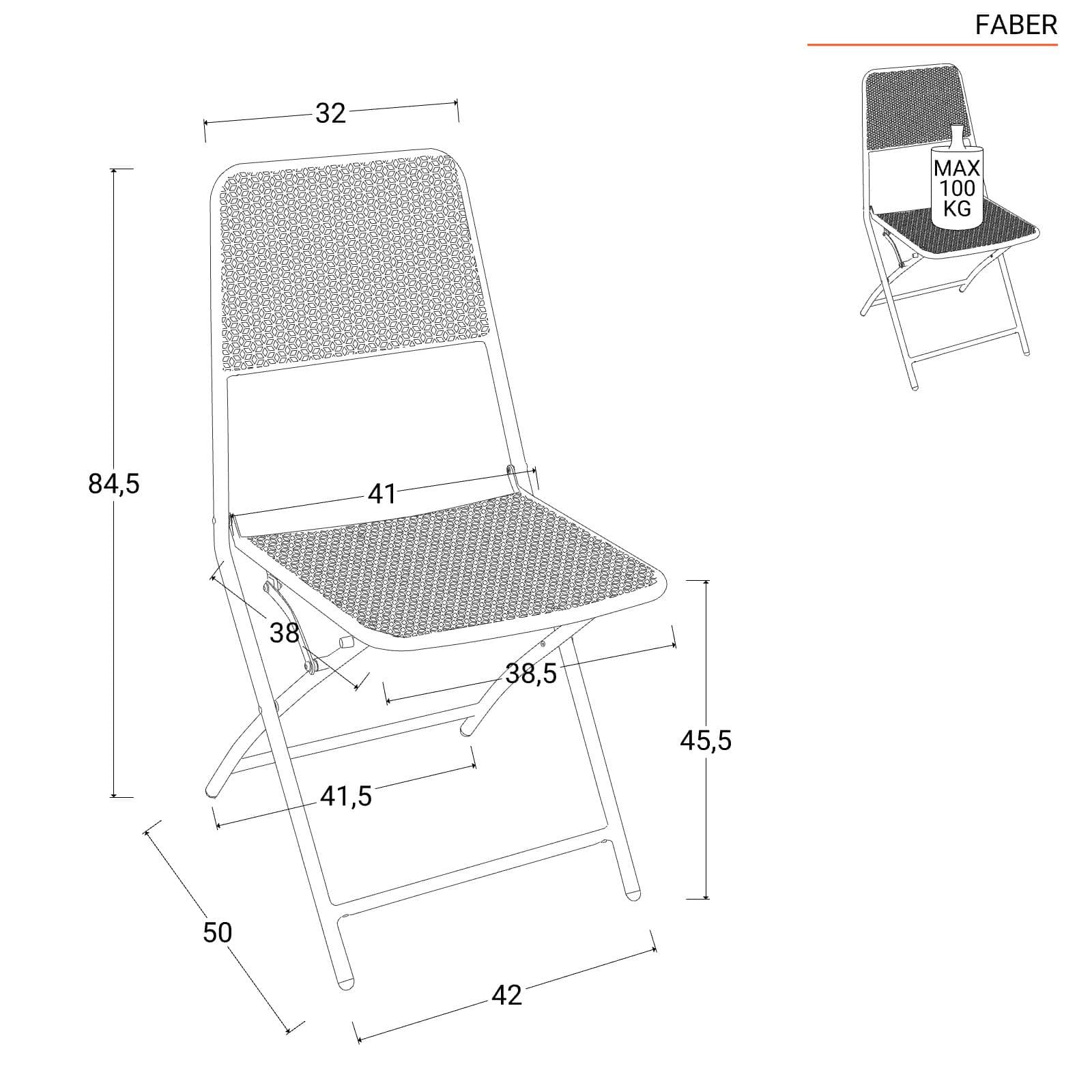 Set bistrot tavolo 60x60 e 2 sedie pieghevoli in acciaio verde marino - Faber