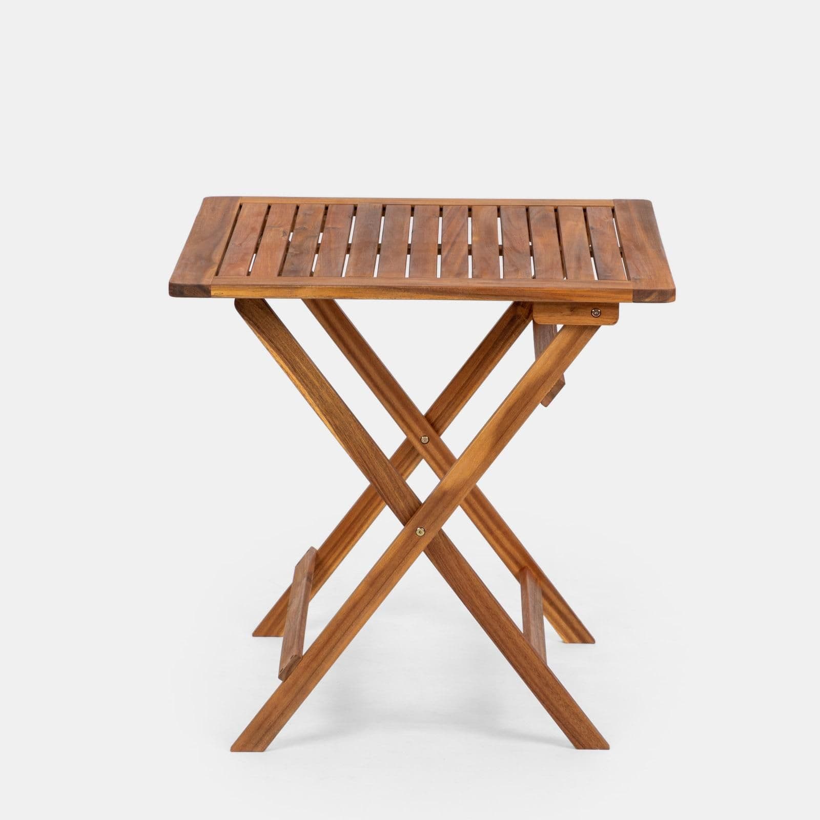 Set bistrot tavolo 70x70 cm e 2 sedie con braccioli regolabili in legno di acacia - Paja