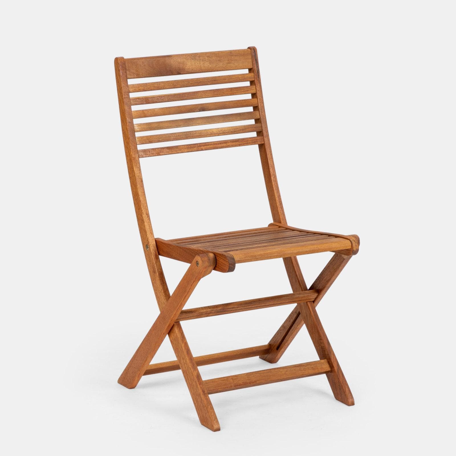Set bistrot tavolo pieghevole 70x70 cm e 2 sedie pieghevoli in legno di acacia - Paja