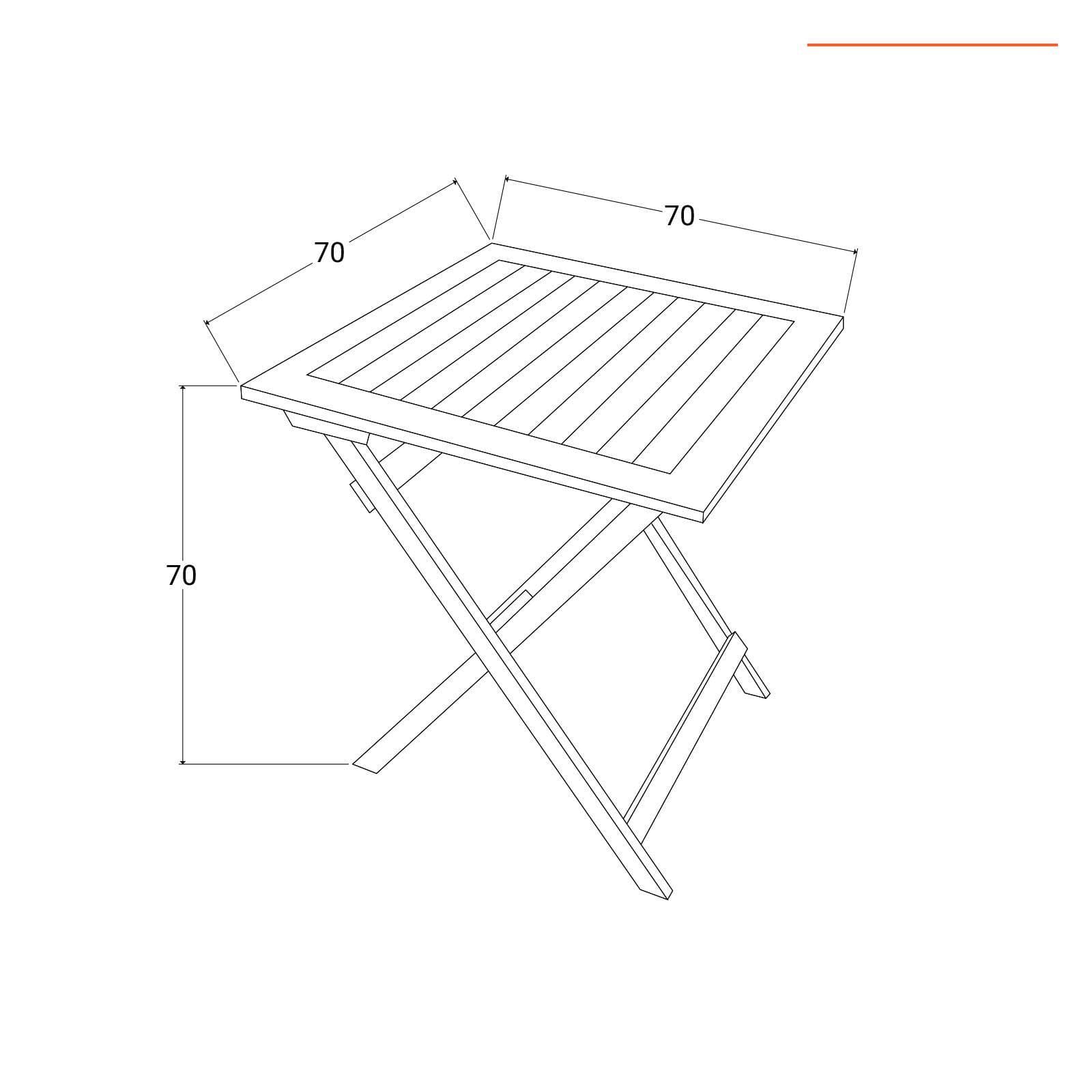 Set bistrot tavolo pieghevole 70x70 cm e 2 sedie pieghevoli in legno di acacia - Paja