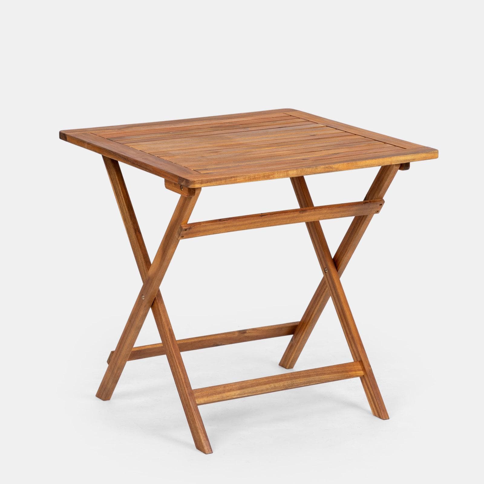 Set bistrot tavolo pieghevole 70x70 cm e 2 sedie pieghevoli in legno di acacia - Paja