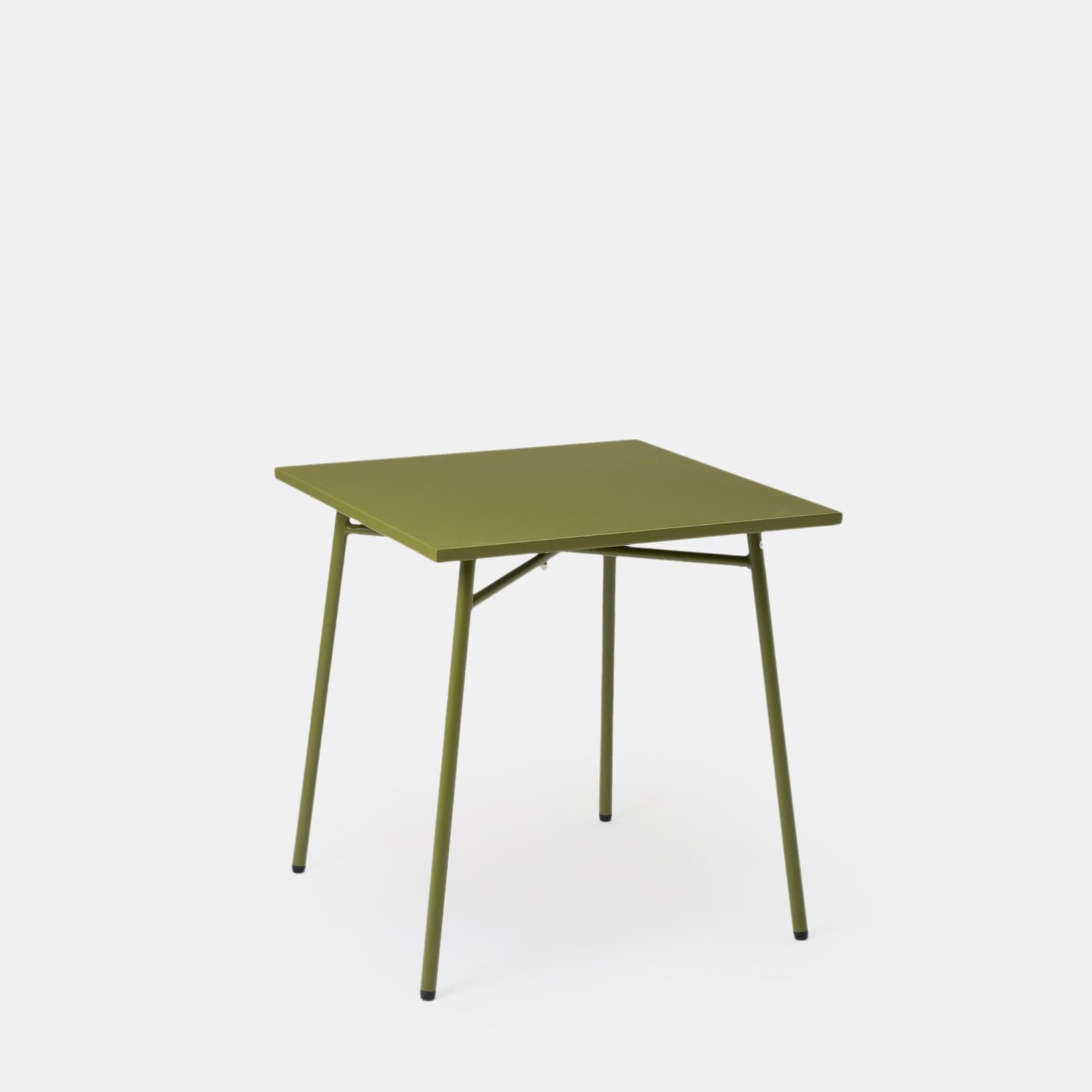 Set bistrot tavolo 70x70 e 2 sedie con braccioli in acciaio verde oliva - Faber