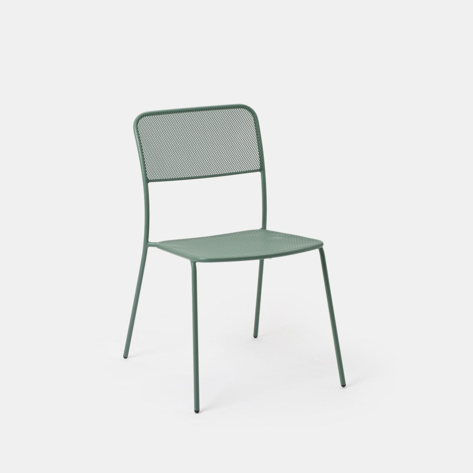 Set pranzo tavolo 80x80 cm e 4 sedie in acciaio verde marino- Faber