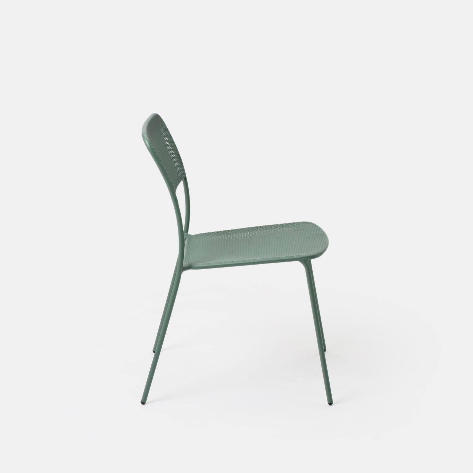 Set pranzo tavolo 80x80 cm e 4 sedie in acciaio verde marino- Faber