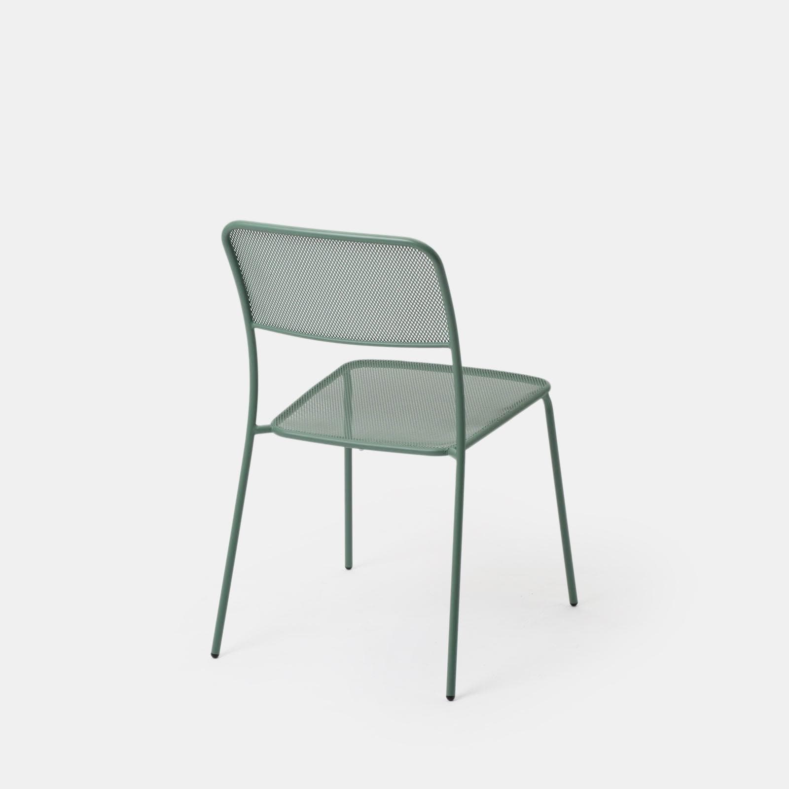Set pranzo tavolo 80x80 cm e 4 sedie in acciaio verde marino- Faber