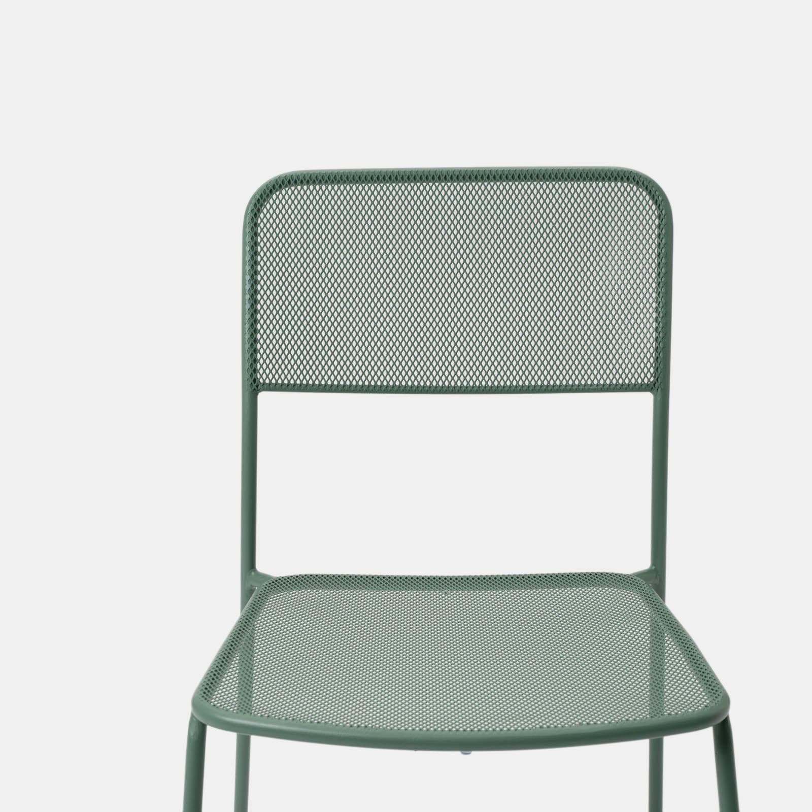 Set pranzo tavolo 80x80 cm e 4 sedie in acciaio verde marino- Faber
