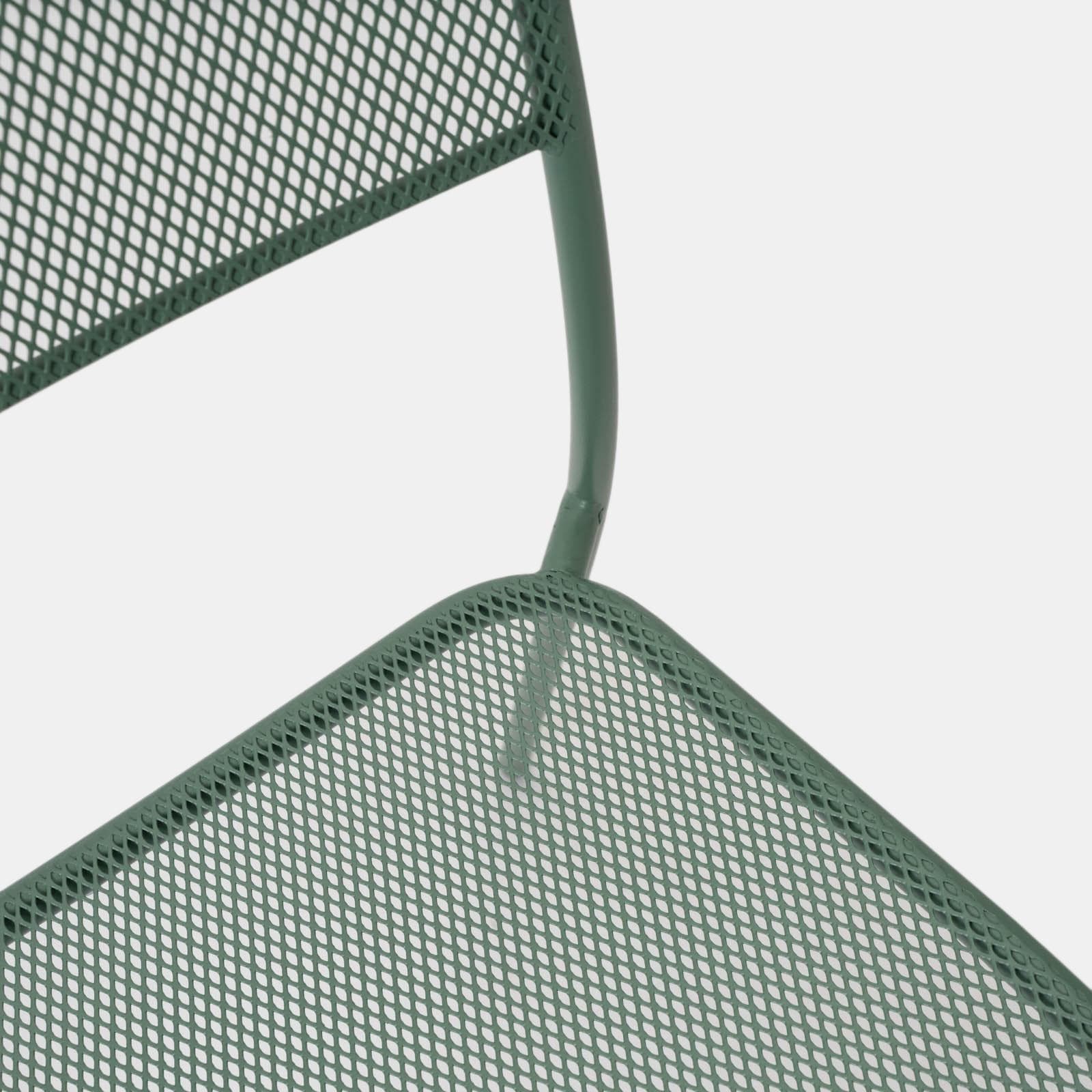 Set pranzo tavolo 80x80 cm e 4 sedie in acciaio verde marino- Faber