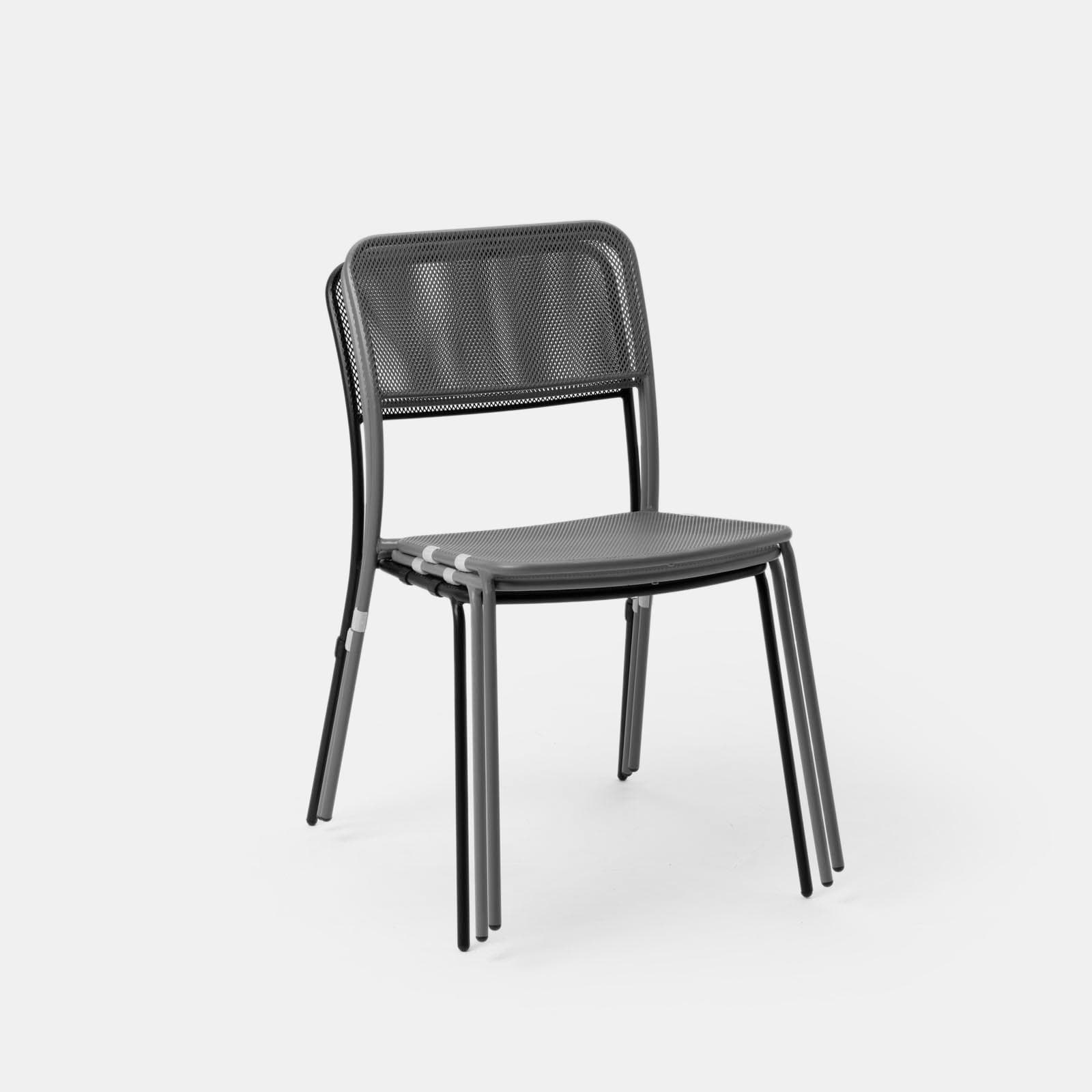 Set pranzo tavolo 80x80 cm e 4 sedie in acciaio verde marino- Faber