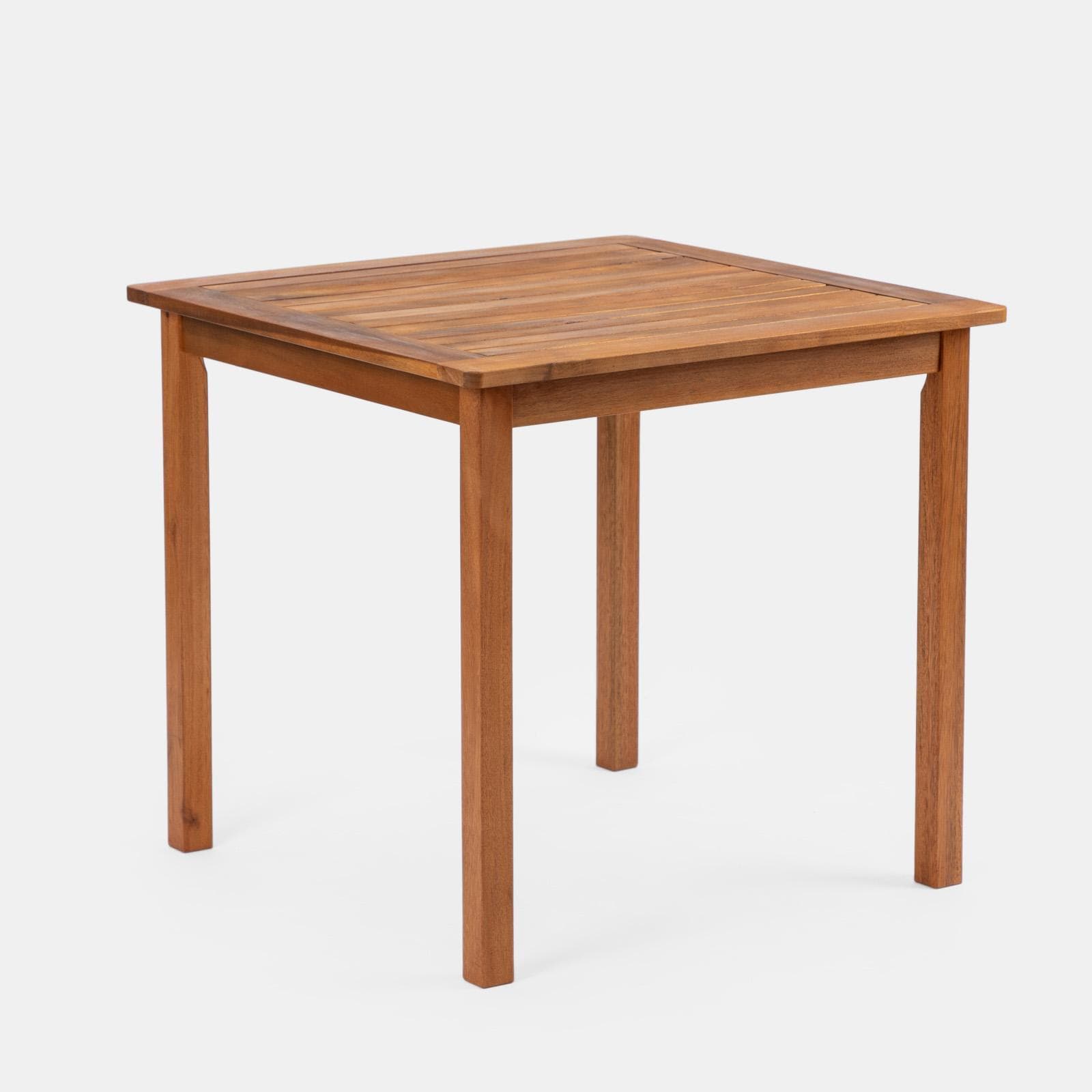 Set pranzo tavolo 80x80 cm e 4 sedie pieghevoli in legno di acacia e corda tortora - Yadira