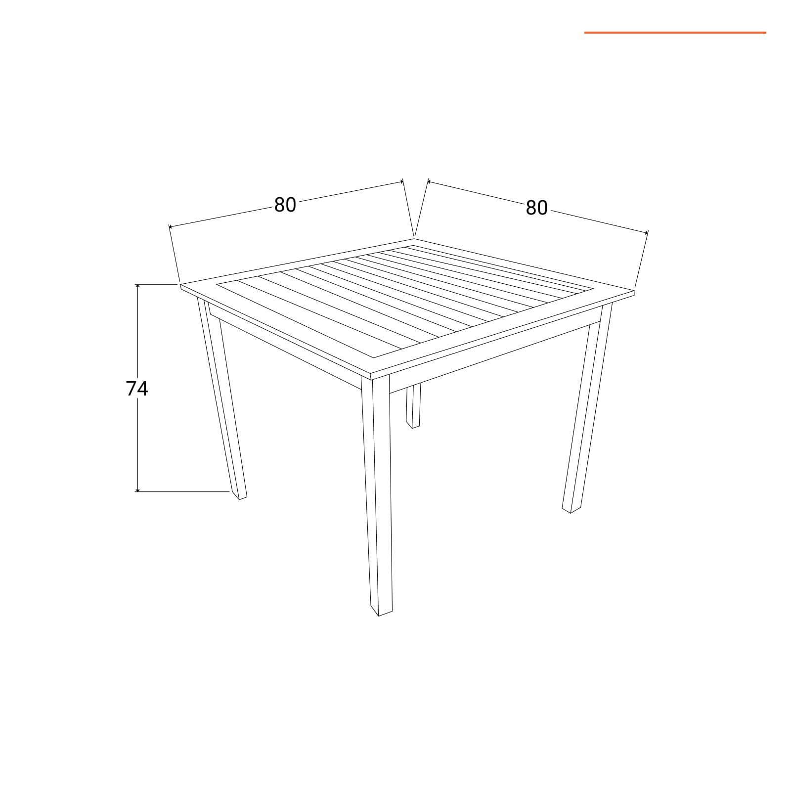 Set pranzo con tavolo 80x80 cm con 4 sedie pieghevoli in legno di acacia - Paja