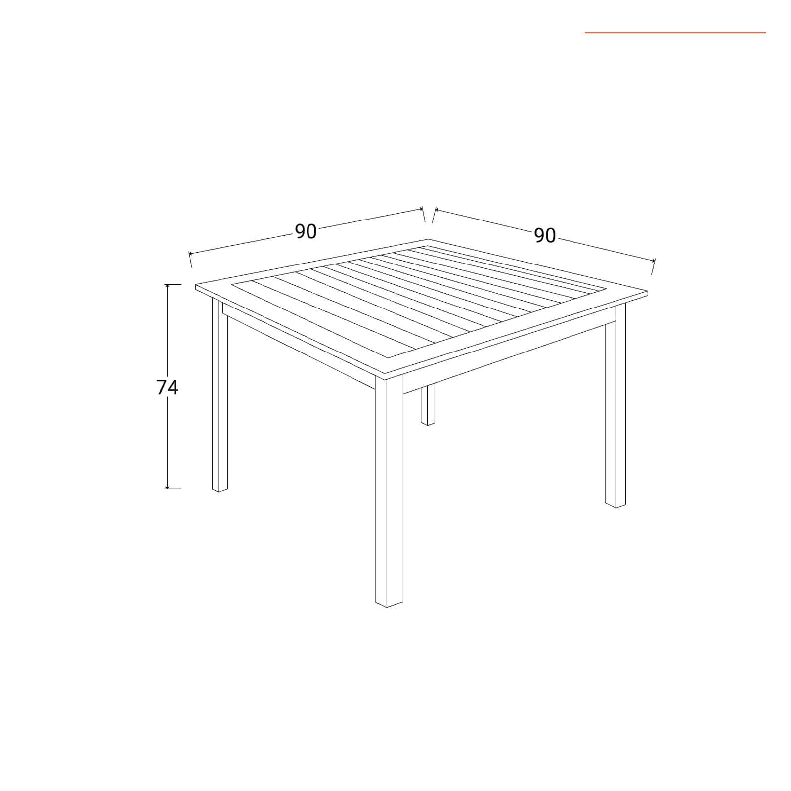 Set pranzo tavolo 90x90 cm e 4 sedie pieghevoli in legno di acacia e corda tortora - Yadira