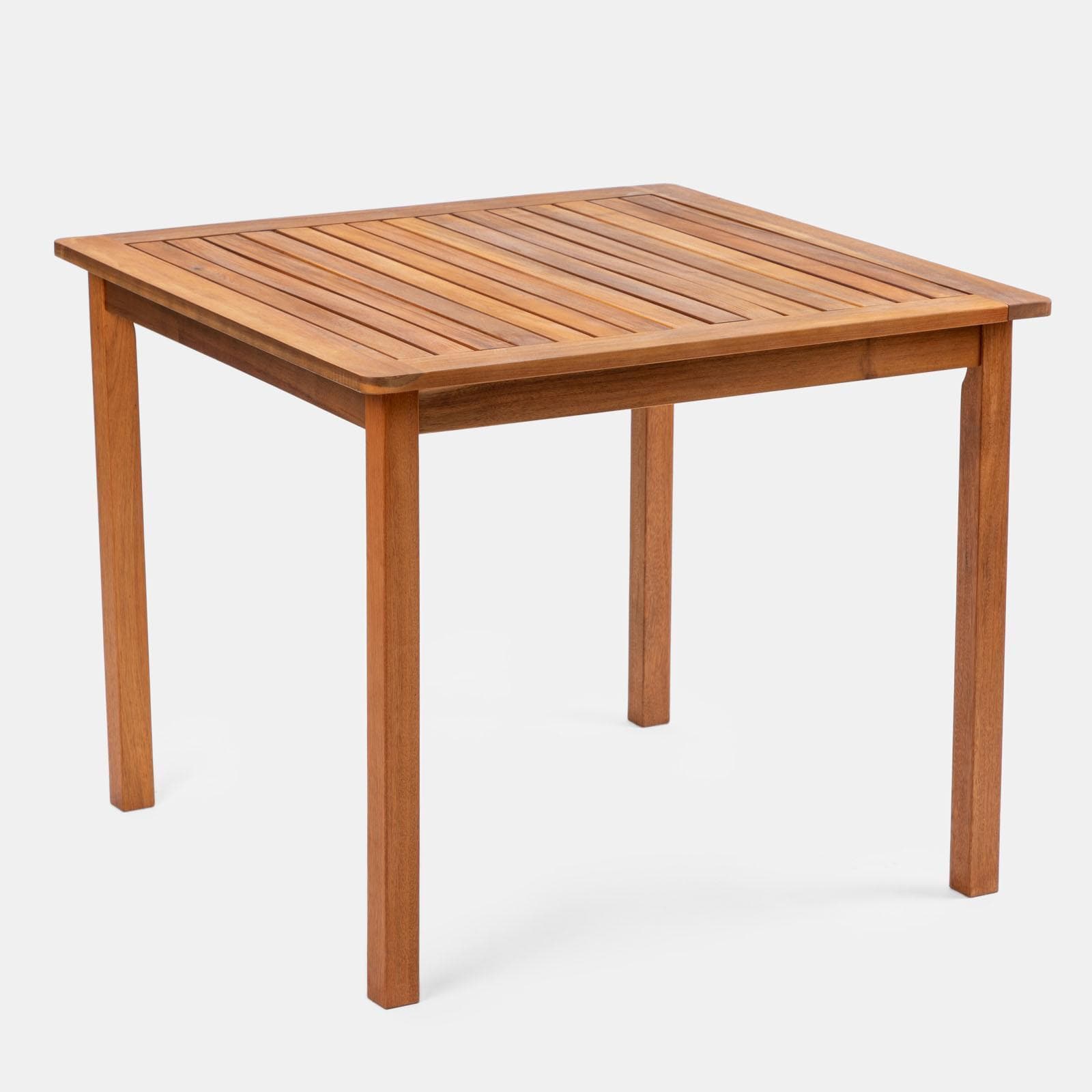 Set pranzo tavolo 90x90 cm e 4 sedie pieghevoli in legno di acacia e corda tortora - Yadira