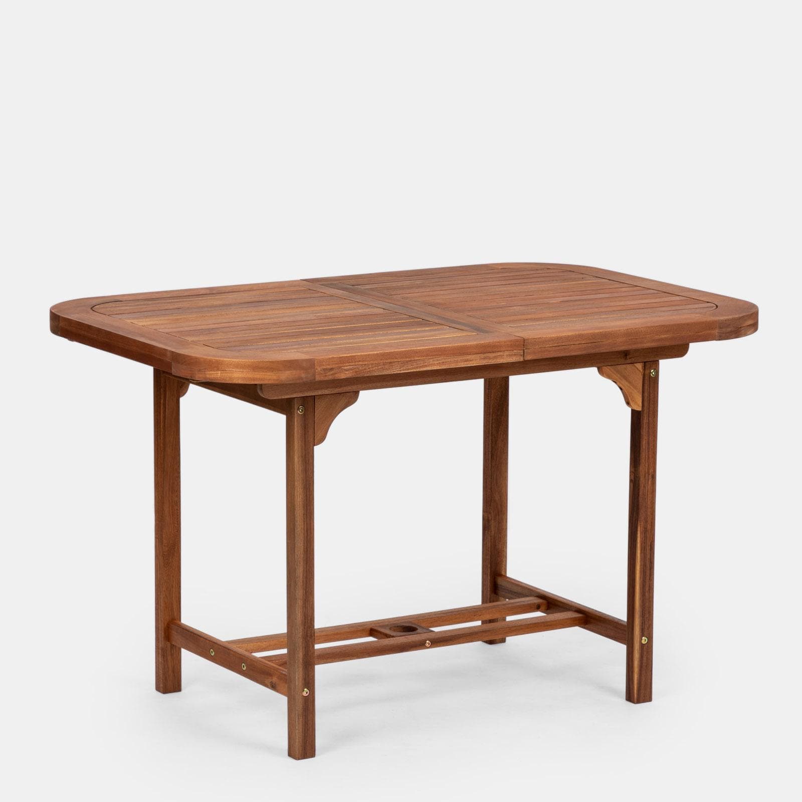 Set pranzo tavolo allungabile 120/160x80 cm e 4 sedie con braccioli in legno di acacia - Paja