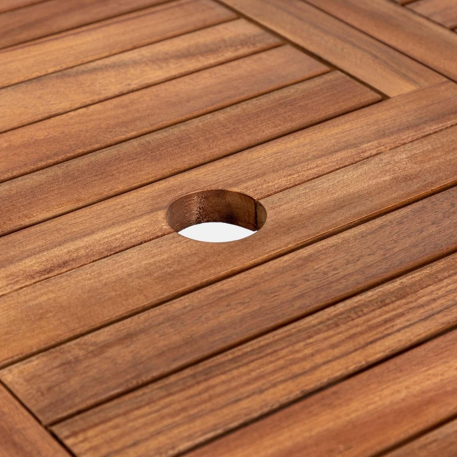 Set pranzo tavolo allungabile 120/160x80 cm e 4 sedie regolabili in legno di acacia - Paja