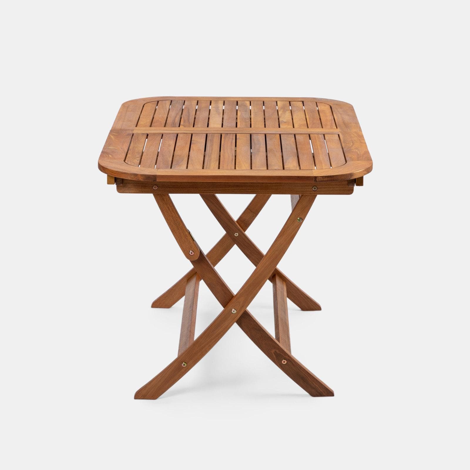 Set pranzo con tavolo allungabile pieghevole 120/160x80 cm e 4 sedie con braccioli in legno di acacia - Paja