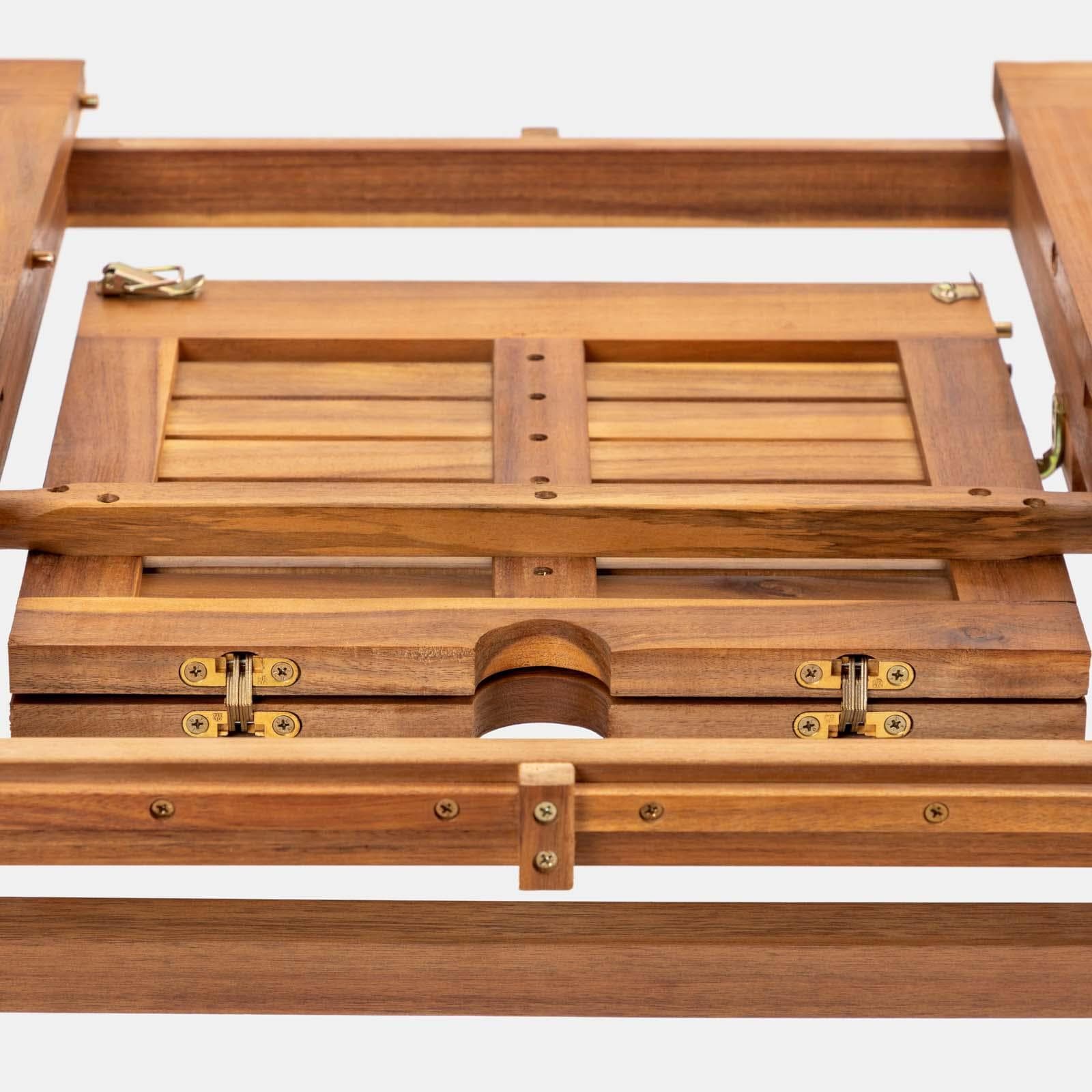 Set pranzo con tavolo allungabile pieghevole 120/160x80 cm e 4 sedie con braccioli in legno di acacia - Paja