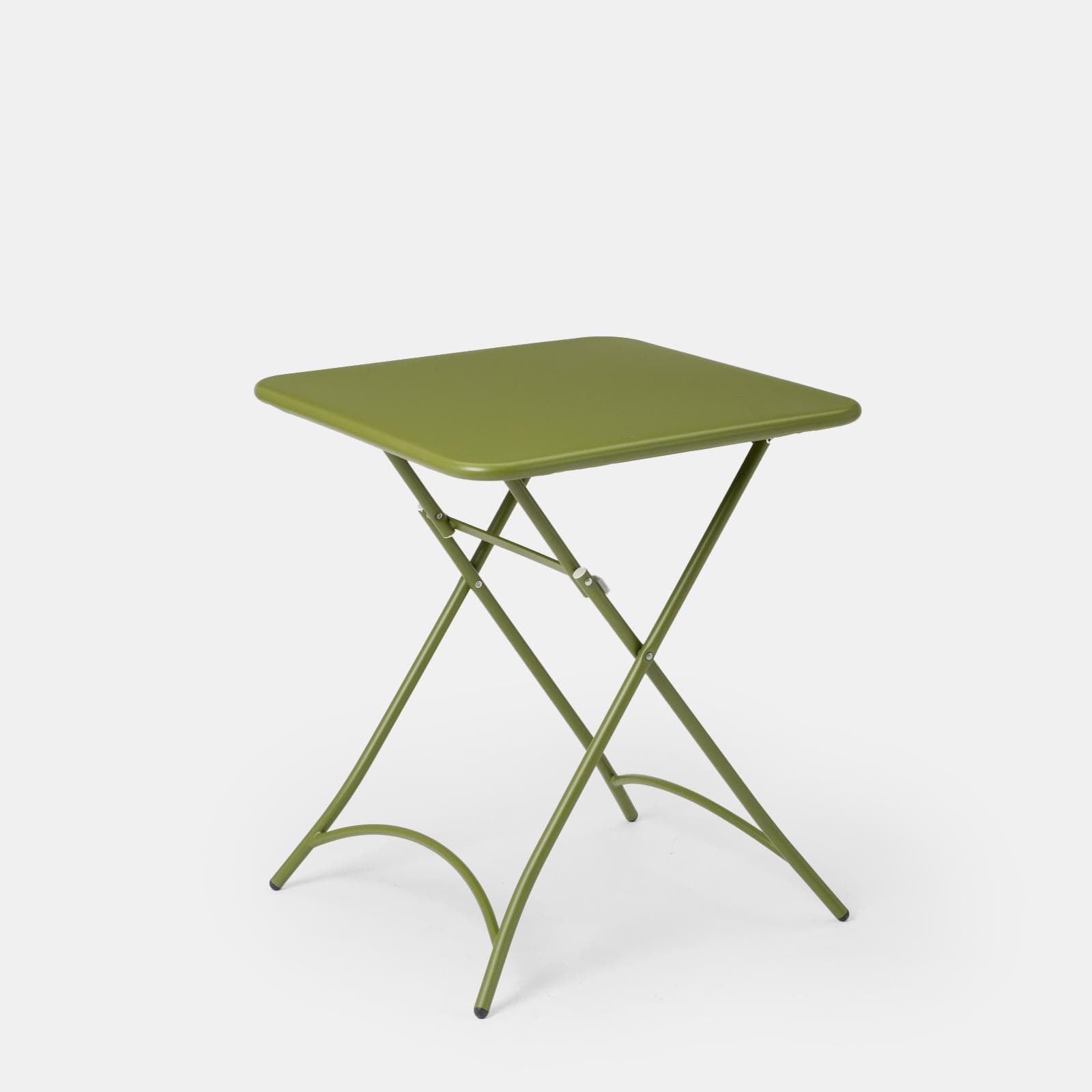 Set bistrot tavolo pieghevole 60x60 cm e 2 sedie pieghevoli in acciaio verde oliva - Faber
