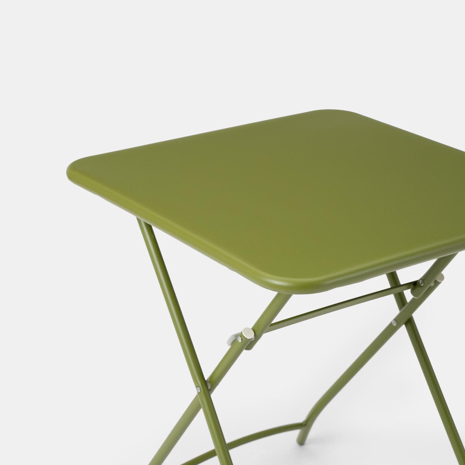 Set bistrot tavolo pieghevole 60x60 cm e 2 sedie pieghevoli in acciaio verde oliva - Faber