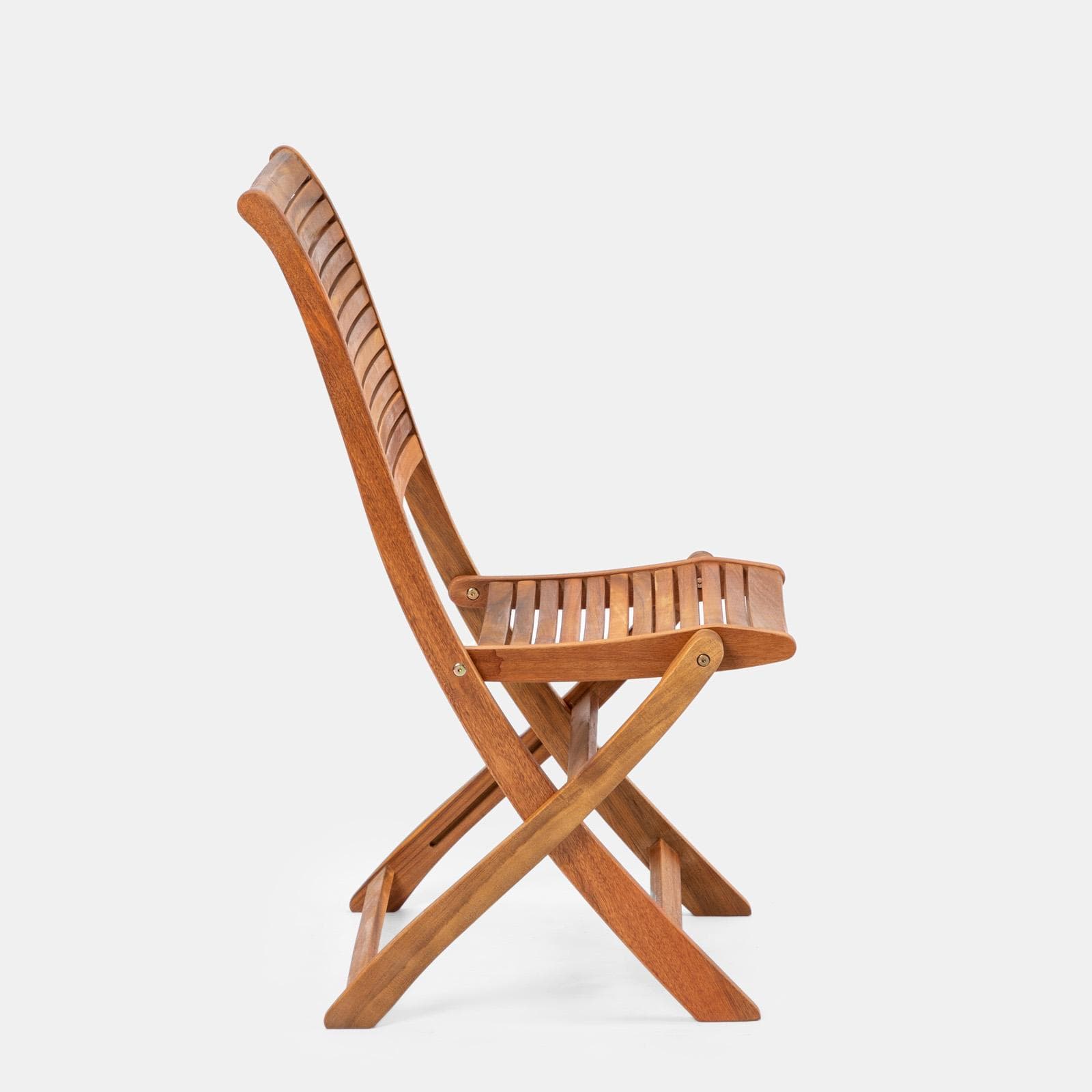 Set pranzo tavolo rotondo 110 cm e 4 sedie pieghevoli in legno di acacia - Paja