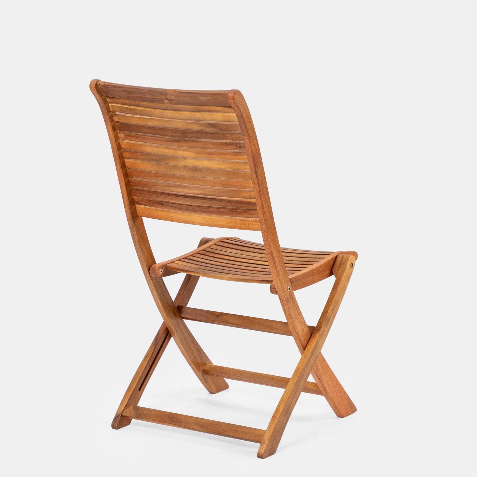 Set pranzo tavolo rotondo 110 cm e 4 sedie pieghevoli in legno di acacia - Paja