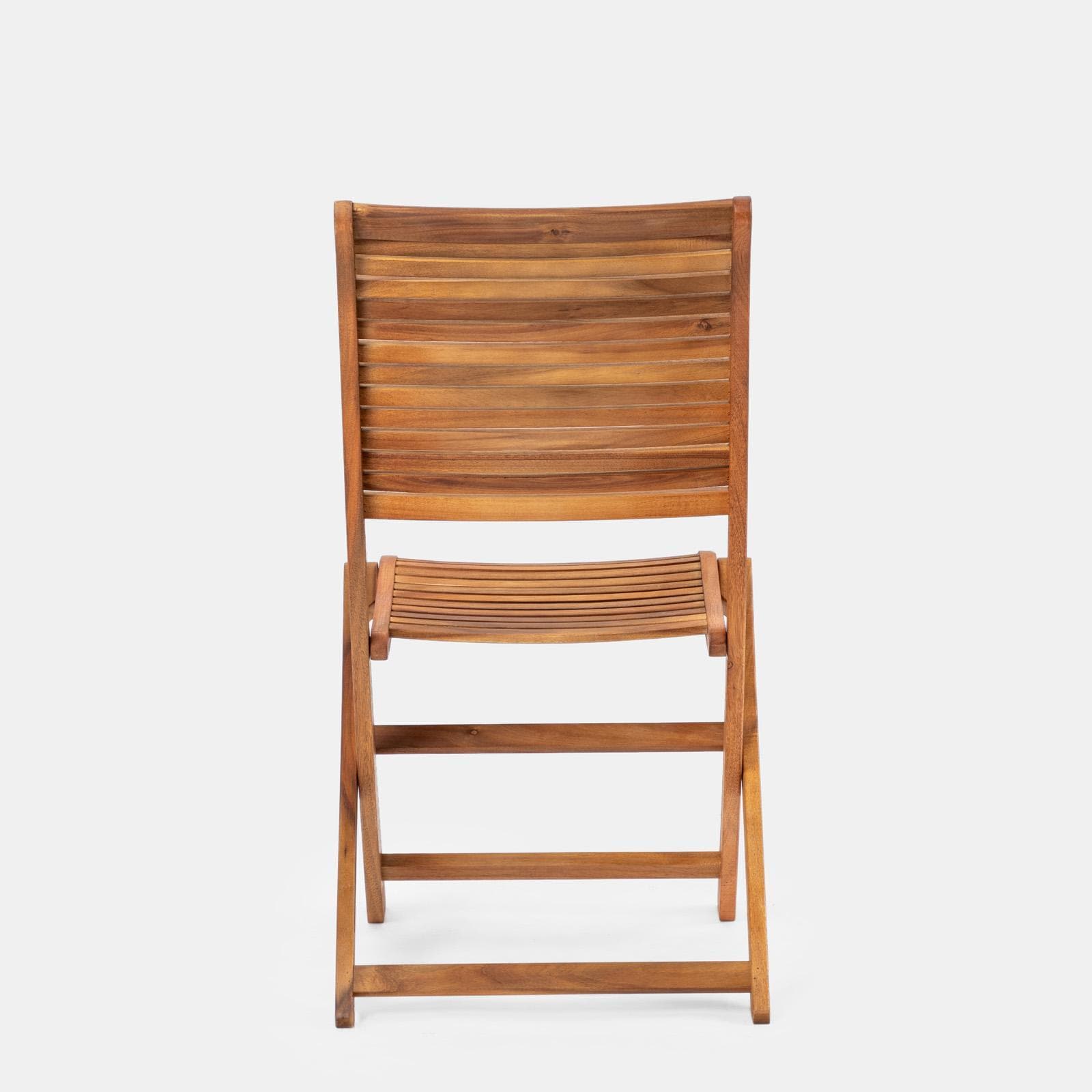 Set pranzo tavolo rotondo 110 cm e 4 sedie pieghevoli in legno di acacia - Paja