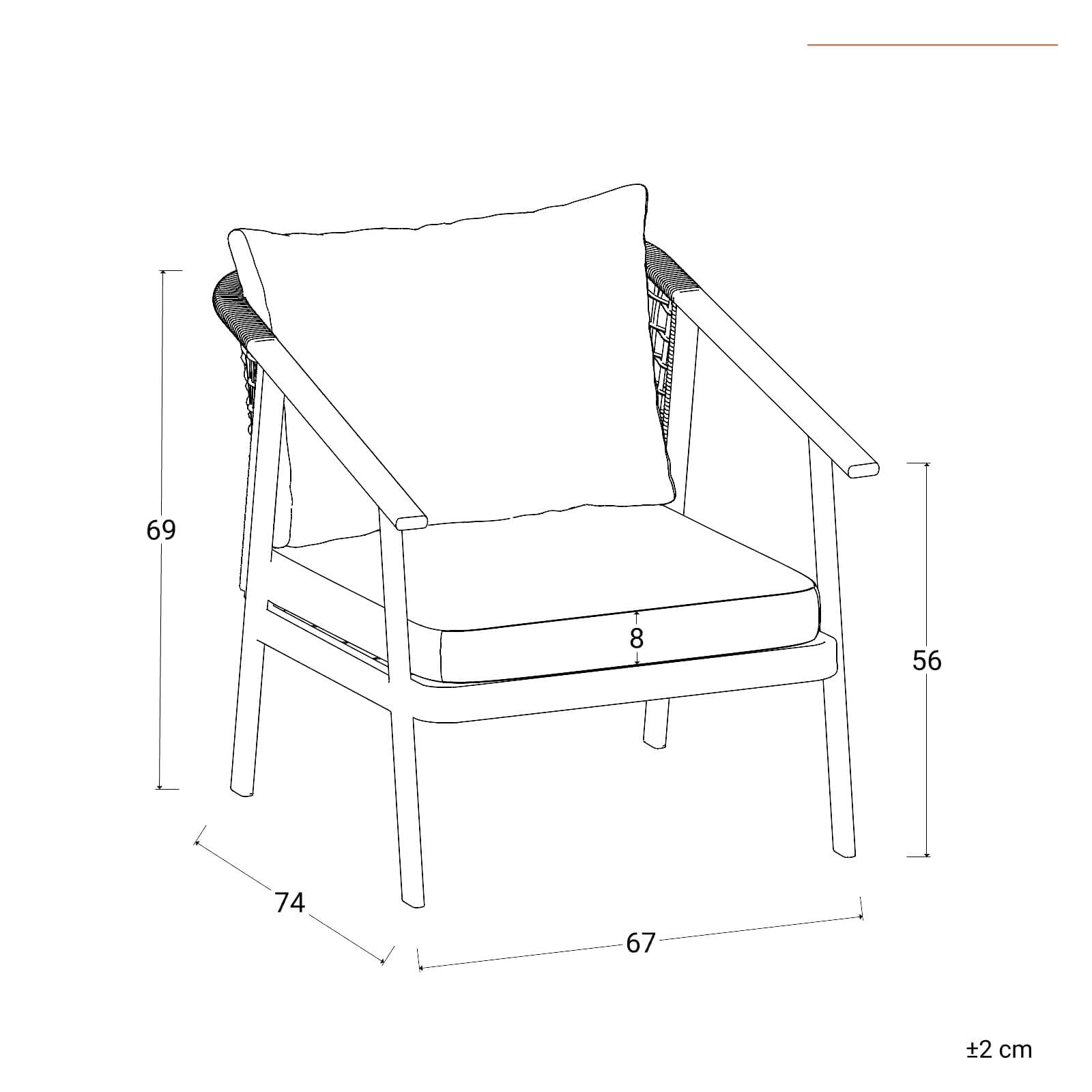Set relax 4 posti in acciaio bianco con schienale in polyrattan naturale e cuscini - Niclim