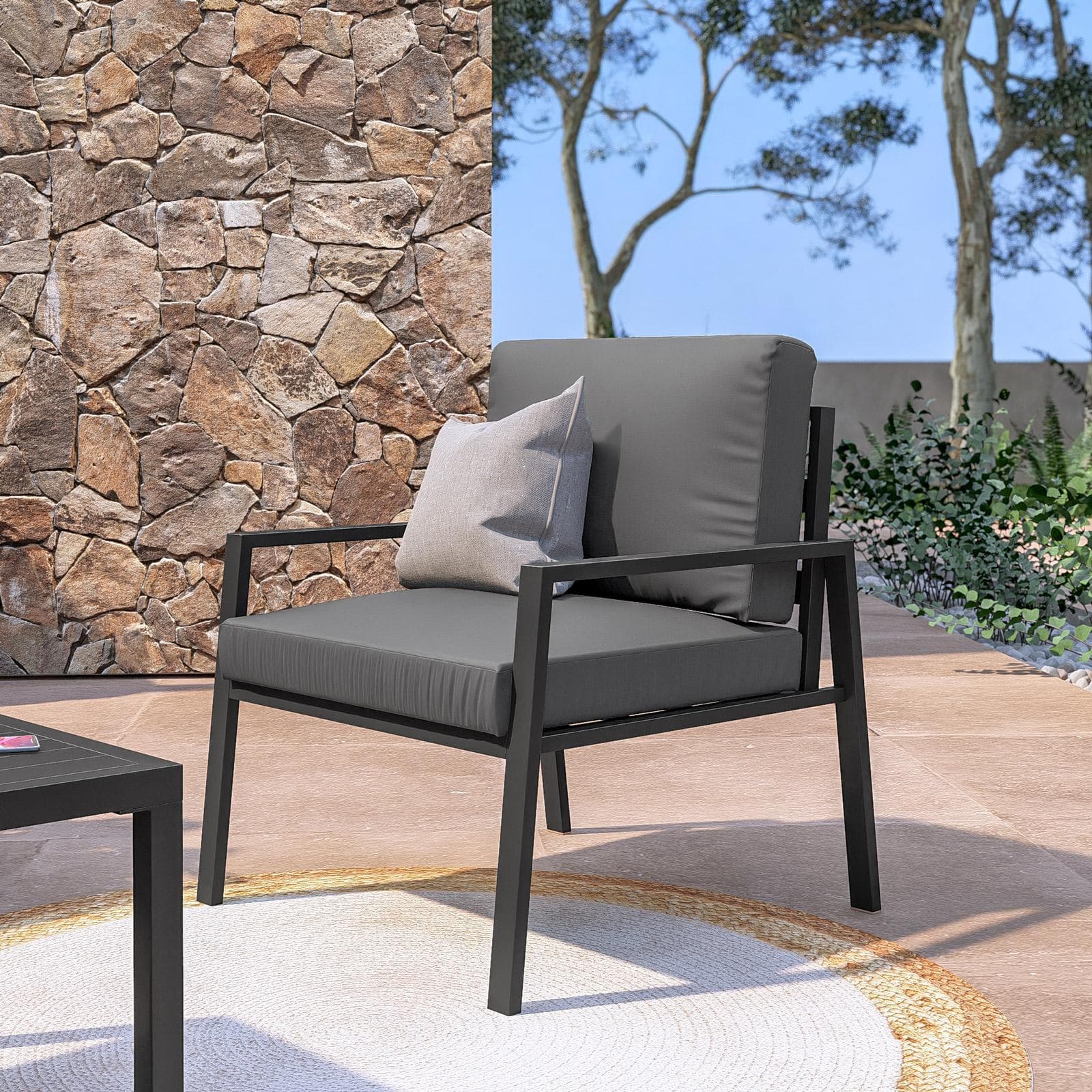 Set relax 4 posti in alluminio antracite con cuscini antracite - Carridi