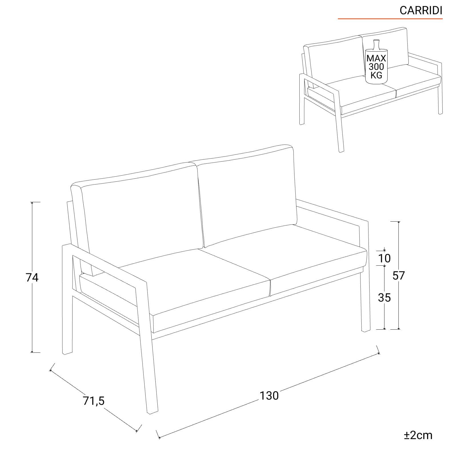 Set relax 4 posti in alluminio antracite con cuscini antracite - Carridi