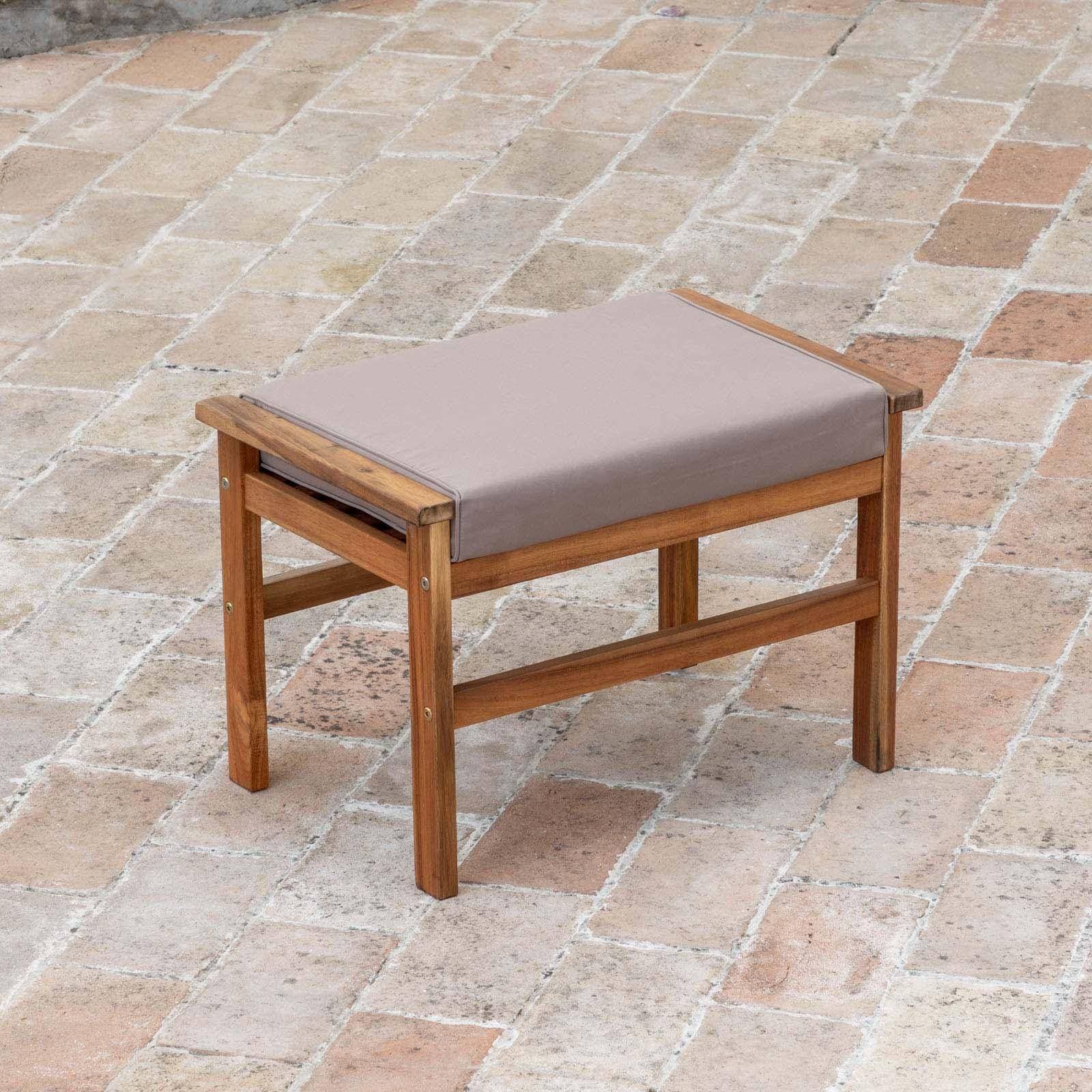 Set relax divano due poltrone e tavolino da caffè in legno di acacia con cuscini imbottiti - Paja