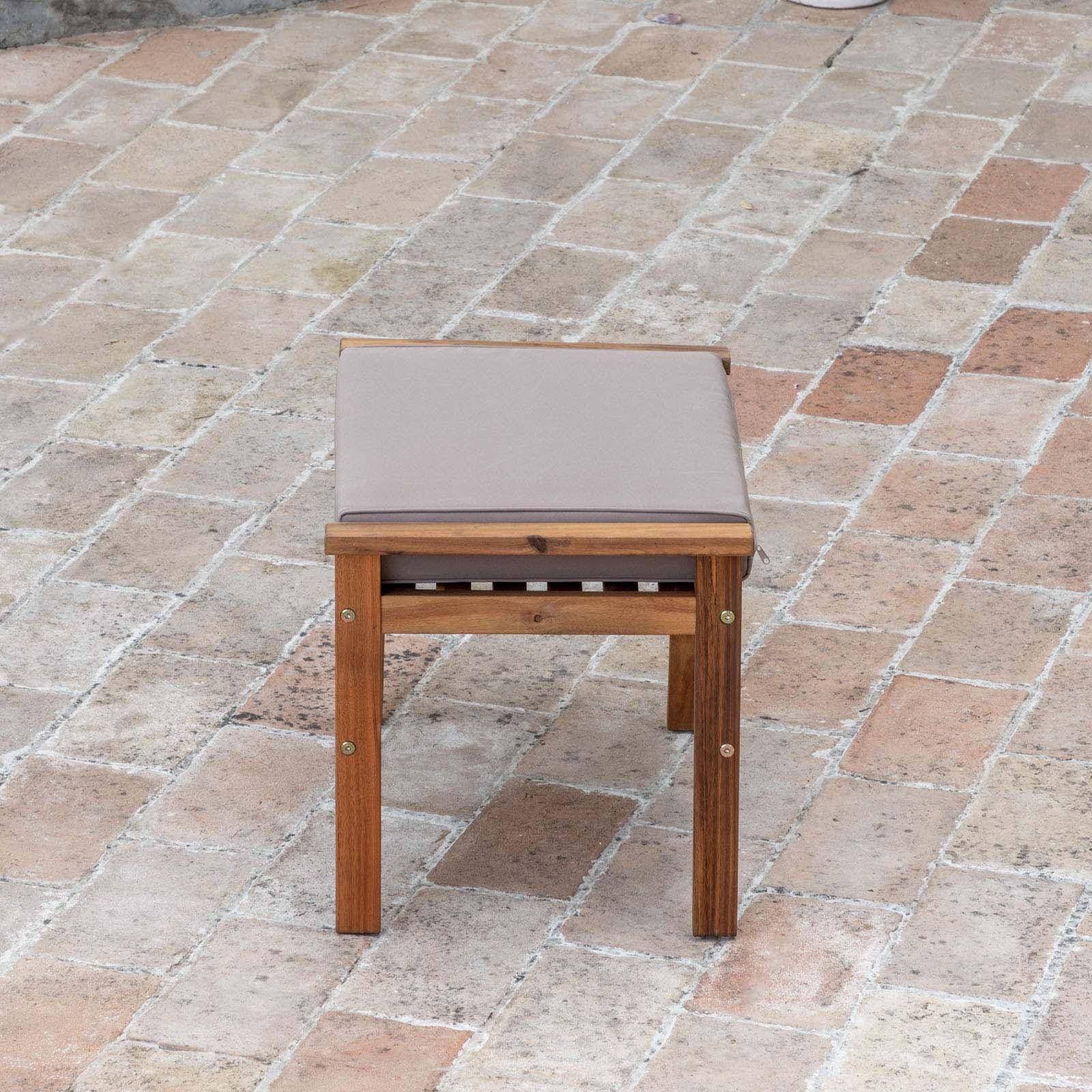 Set relax divano due poltrone e tavolino da caffè in legno di acacia con cuscini imbottiti - Paja