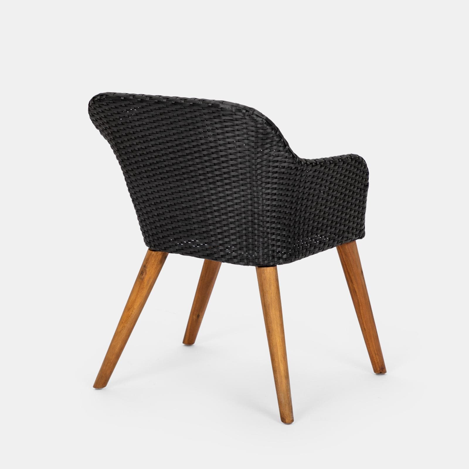 Set relax con 2 poltrone in polyrattan nero e tavolino in legno teak - Habanero