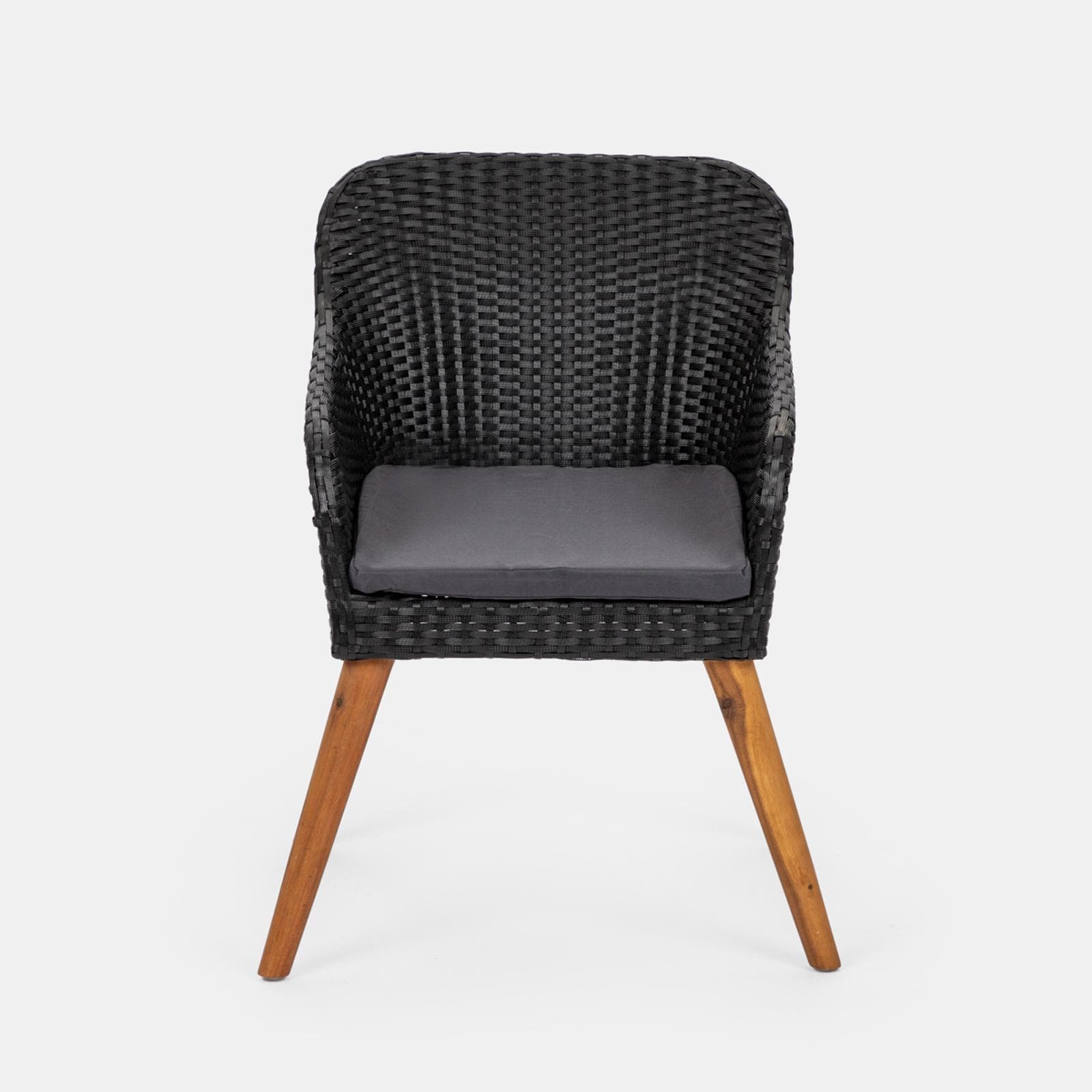 Set relax con 2 poltrone in polyrattan nero e tavolino in legno teak - Habanero