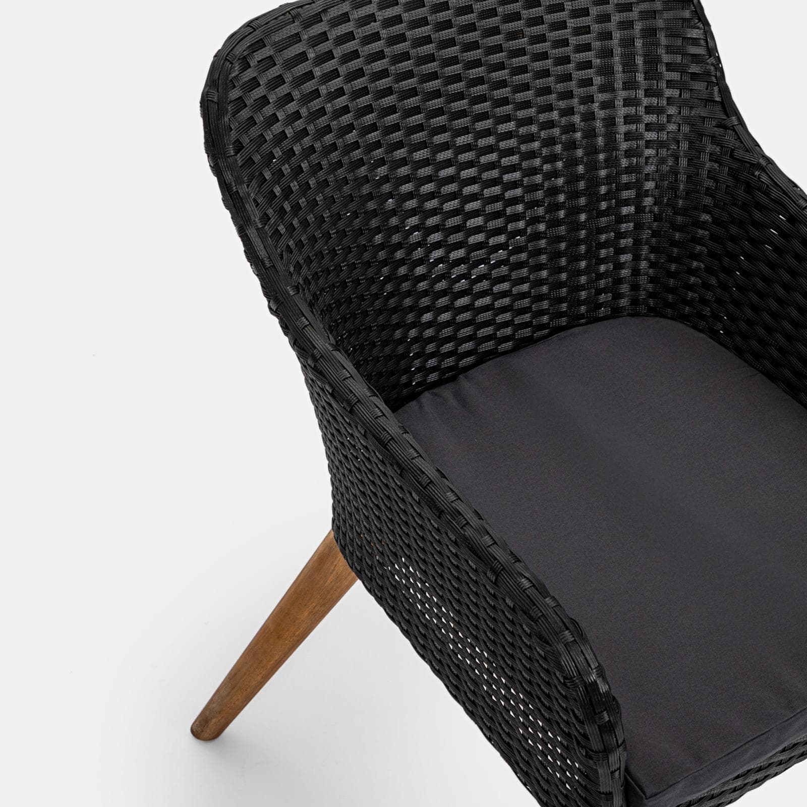 Set relax con 2 poltrone in polyrattan nero e tavolino in legno teak - Habanero