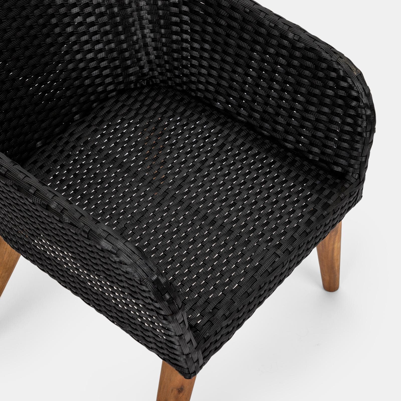 Set relax con 2 poltrone in polyrattan nero e tavolino in legno teak - Habanero