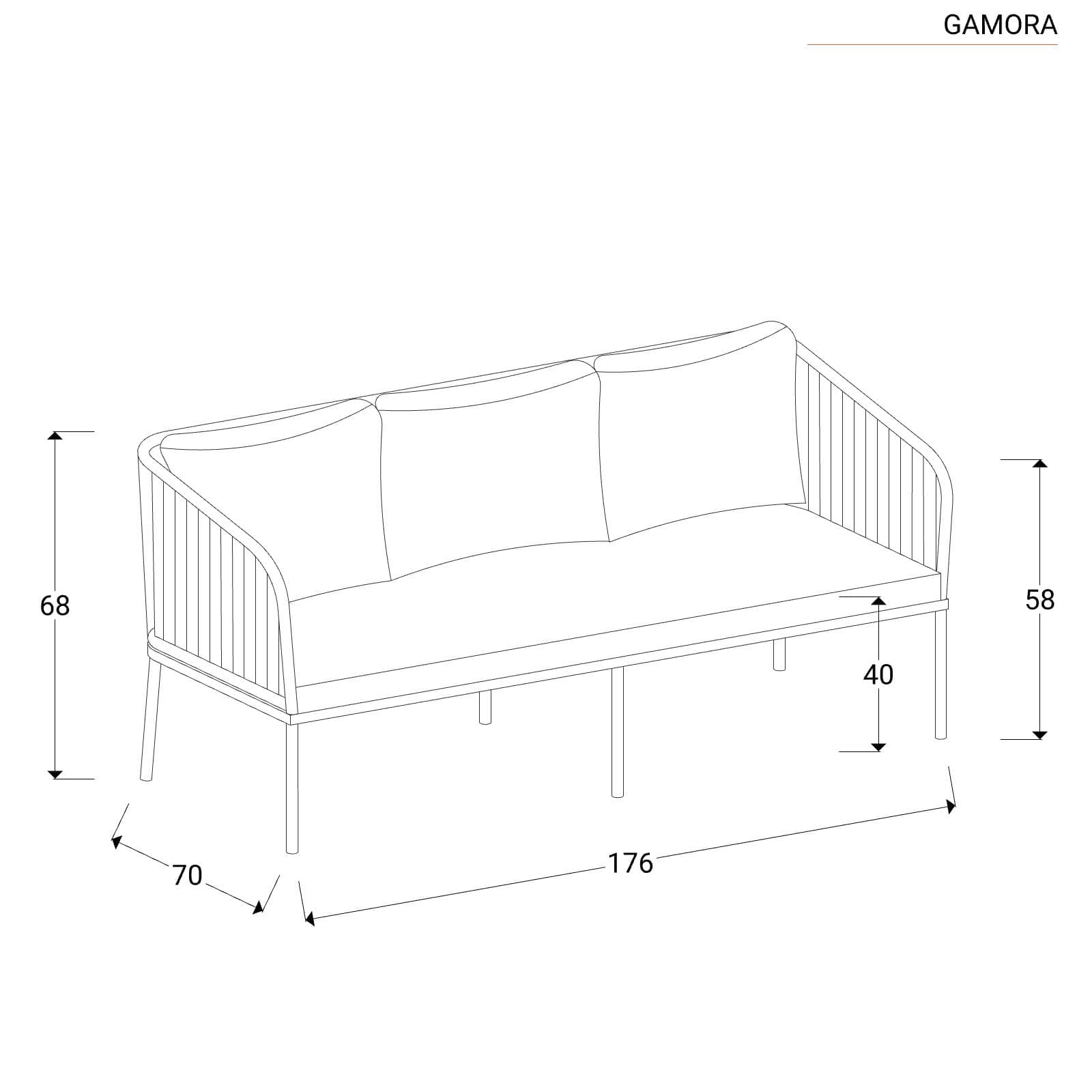 Set relax da giardino 5 posti in corda beige con cuscini grigio chiaro - Gamora