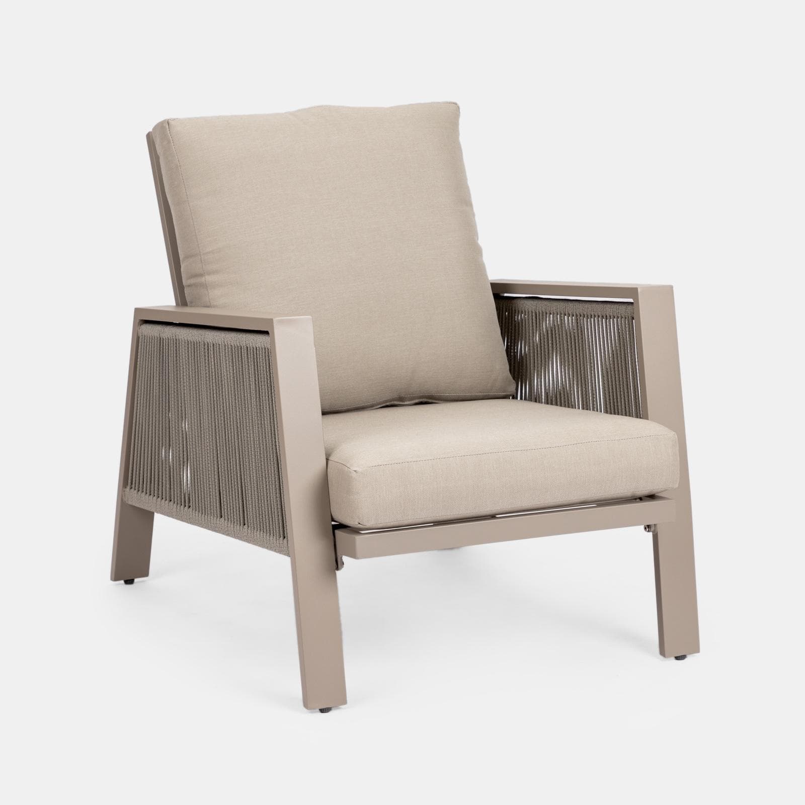 Set relax da esterni 5 posti tortora con cuscini tortora - Calliope
