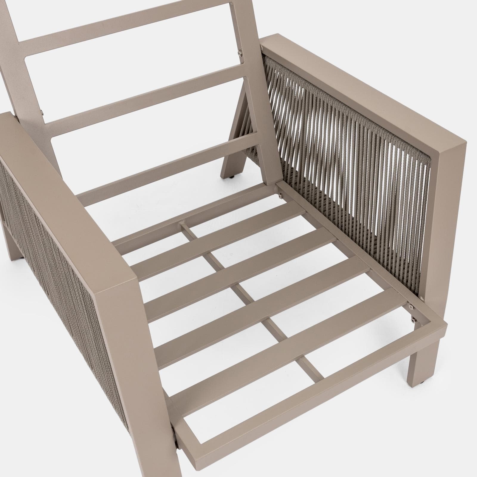 Set relax da esterni 5 posti tortora con cuscini tortora - Calliope