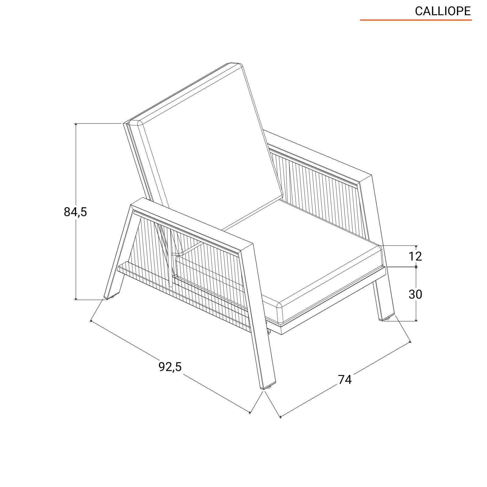 Set relax da esterni 5 posti tortora con cuscini tortora - Calliope
