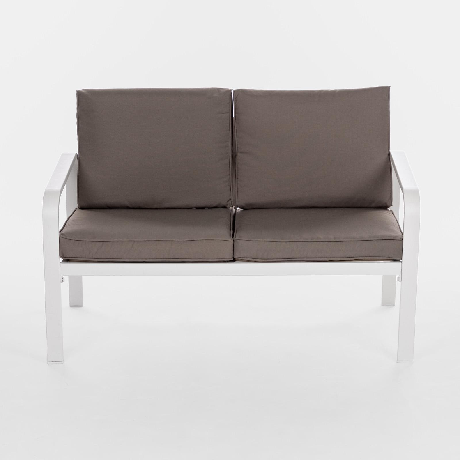 Set relax da giardino in alluminio bianco e cuscini tortora - Persico