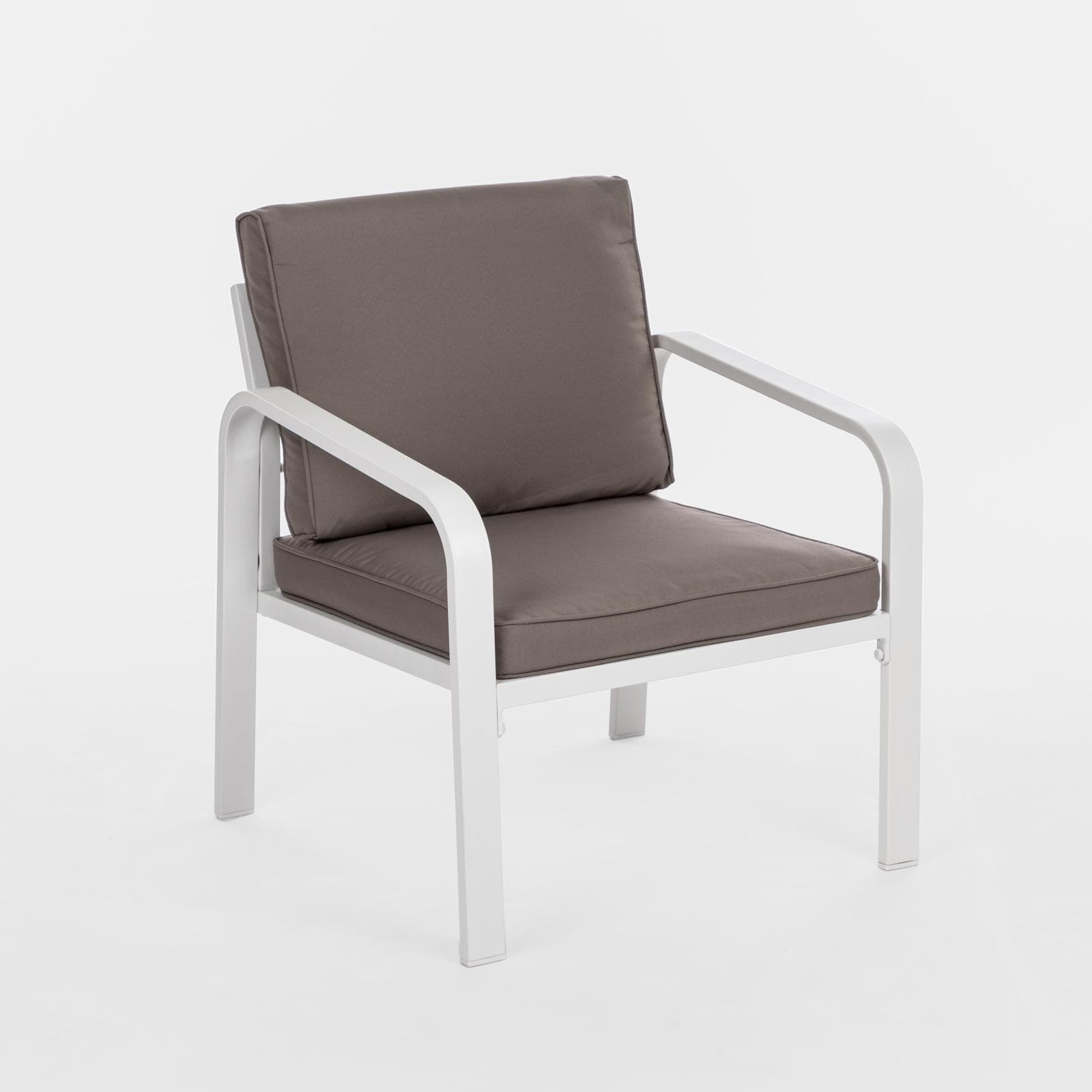 Set relax da giardino in alluminio bianco e cuscini tortora - Persico