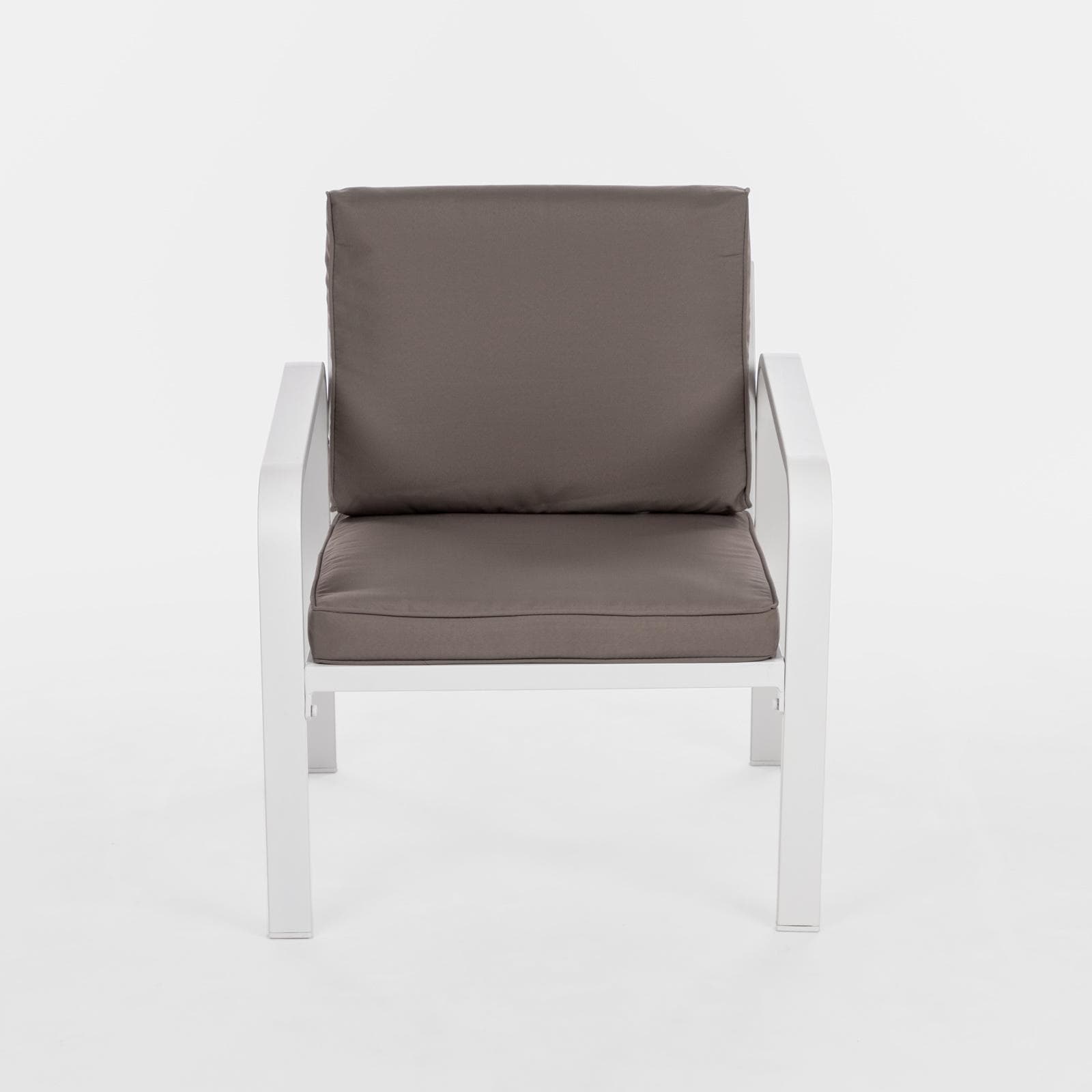 Set relax da giardino in alluminio bianco e cuscini tortora - Persico