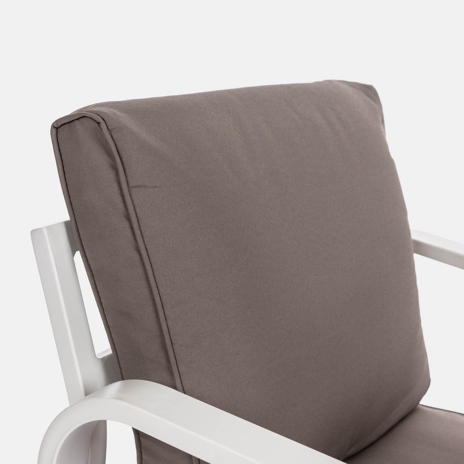 Set relax da giardino in alluminio bianco e cuscini tortora - Persico