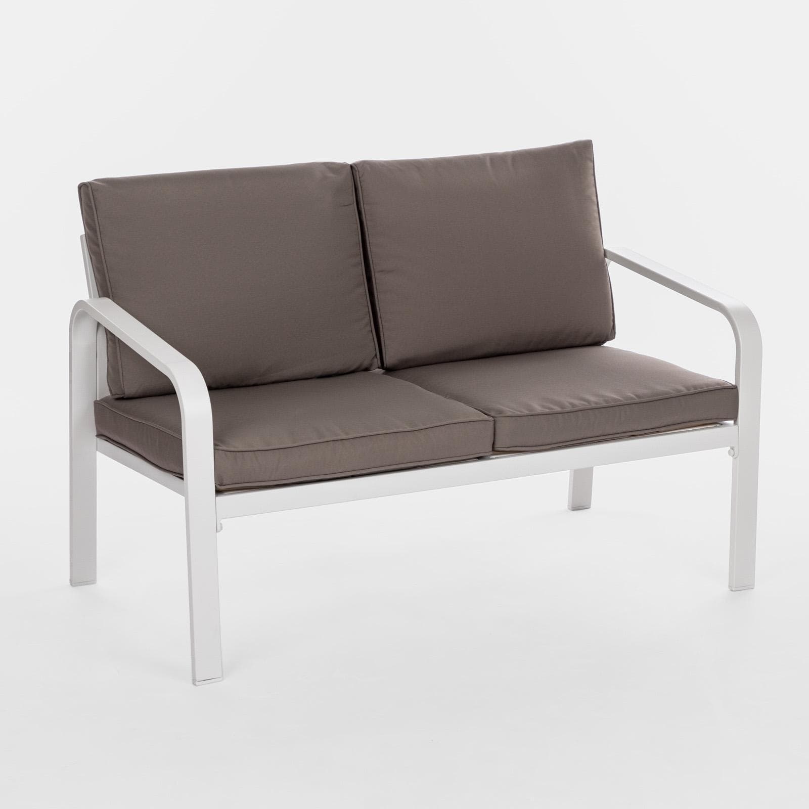 Set relax da giardino in alluminio bianco e cuscini tortora - Persico