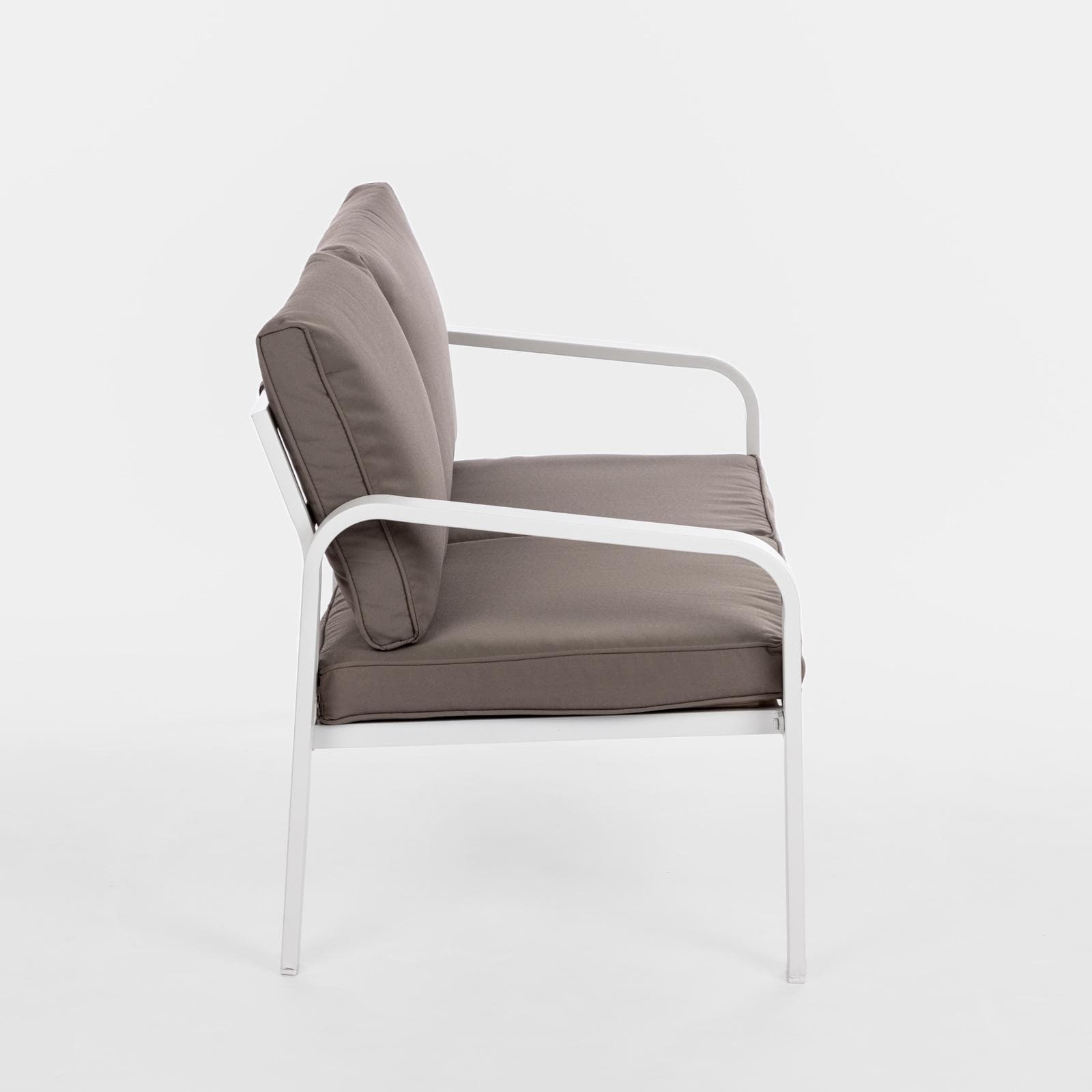 Set relax da giardino in alluminio bianco e cuscini tortora - Persico