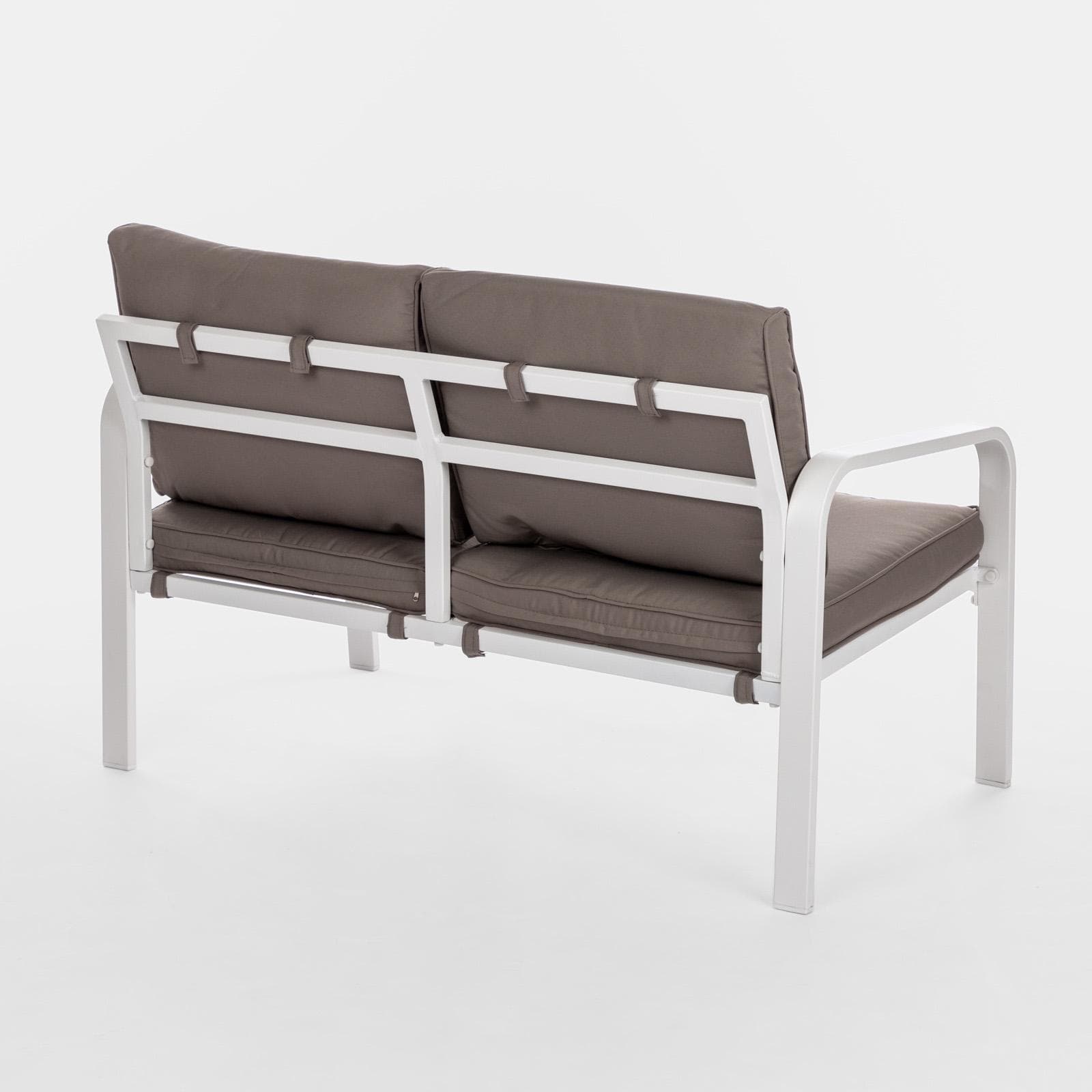 Set relax da giardino in alluminio bianco e cuscini tortora - Persico