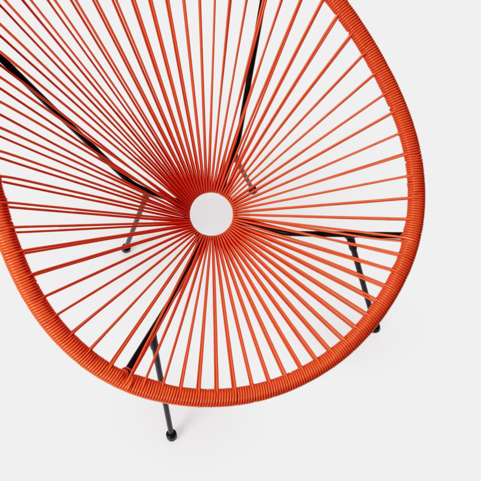 Set relax da salotto con 2 poltrone e tavolino rotondo 50 cm in acciaio e corda arancione - Kalimba